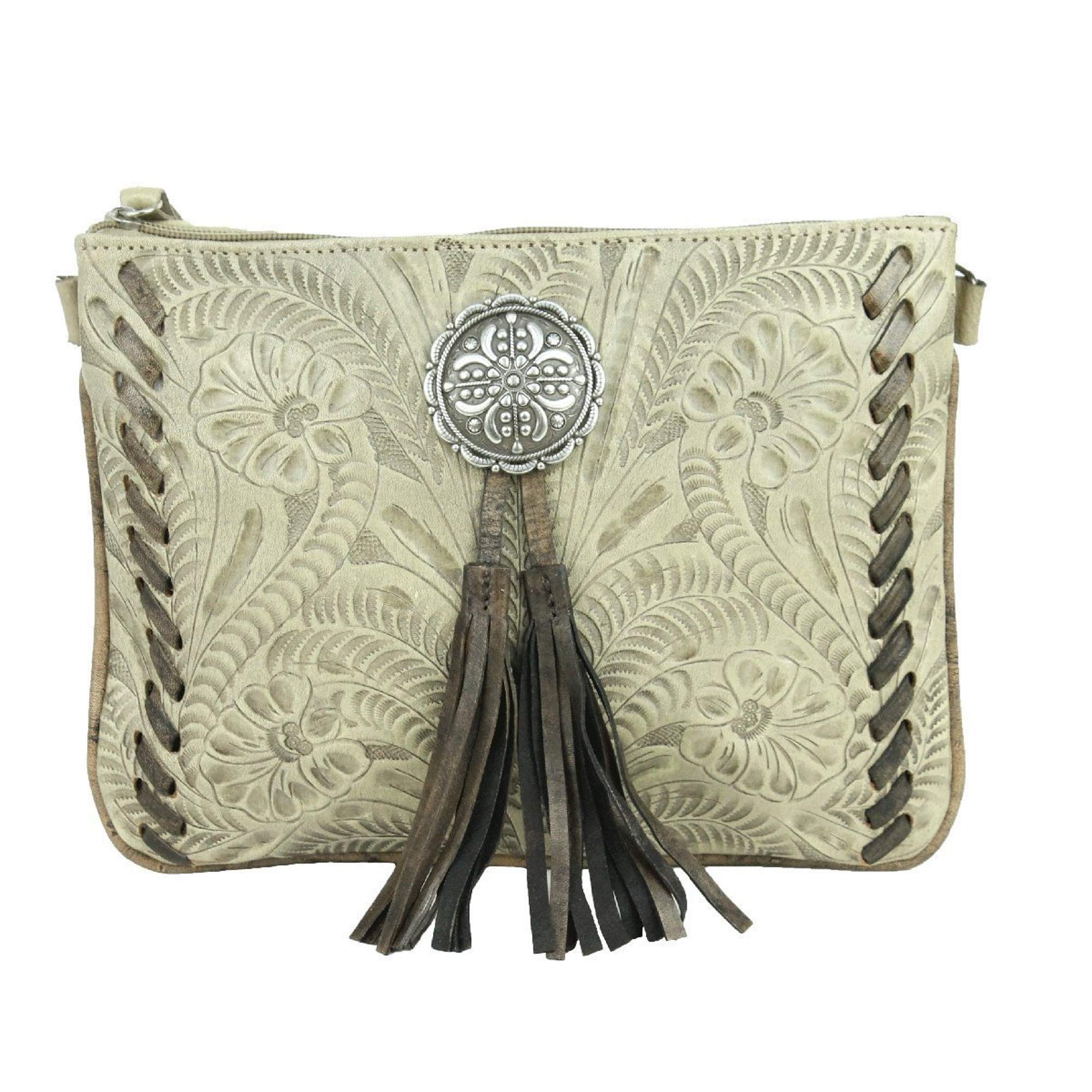 American West Leather Lariats & Lace Multi-Compartment Crossbody Bag for Women | Stylish Western Handbag with Multiple Pockets | Perfect for Travel, Shopping & Everyday Use