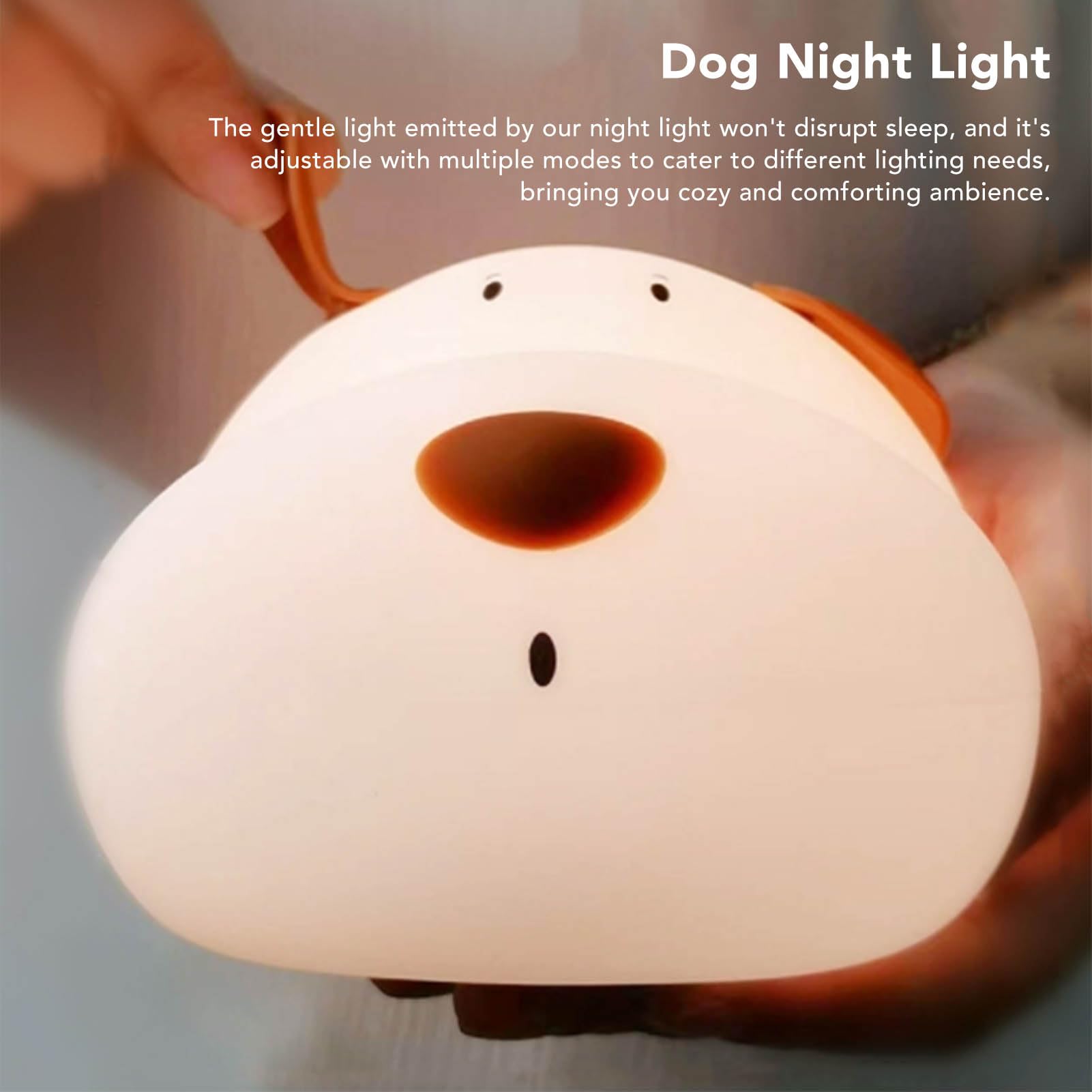 Dog Night Light - Color Changing Silicone Lamp with Adjustable Brightness, 1200mAh Rechargeable Battery | Perfect for Bedside, Nursery, Pet Room & Gift Giving