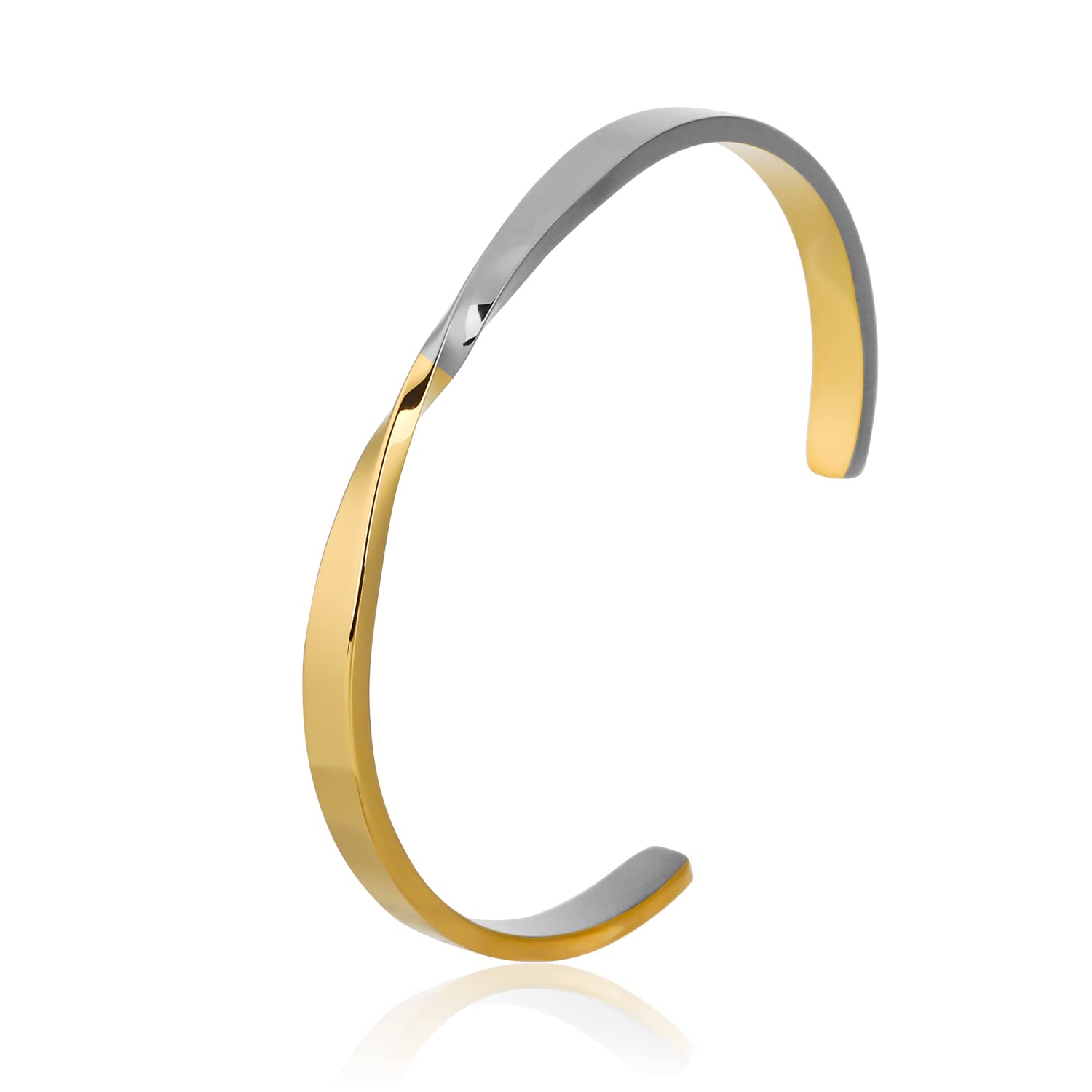 FOCUSTEEL Women's Twisted Mobius Cuff Bangle Bracelet - Adjustable Open Bangle for Ladies - Perfect Christmas Gift for Girlfriend, Wife & Mom - Ideal for Parties, Dating & Special Occasions