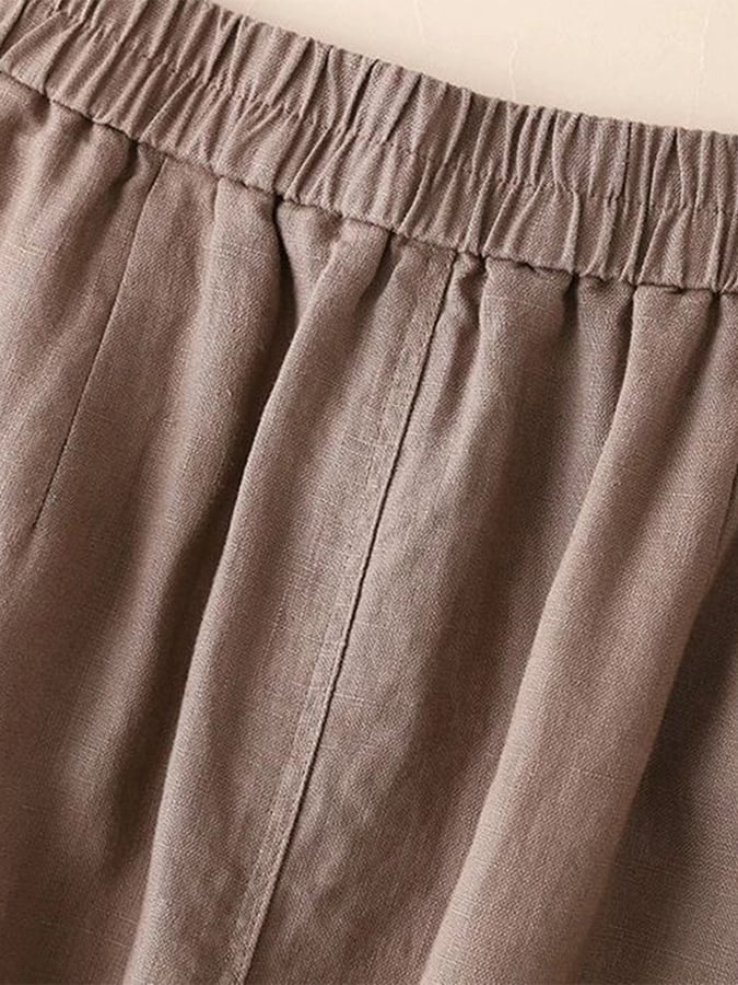 Lovevop Women's Cotton Linen Skirt - Stretchy Waist with Side Slit for Casual Outfits, Summer Dresses & Boho Style