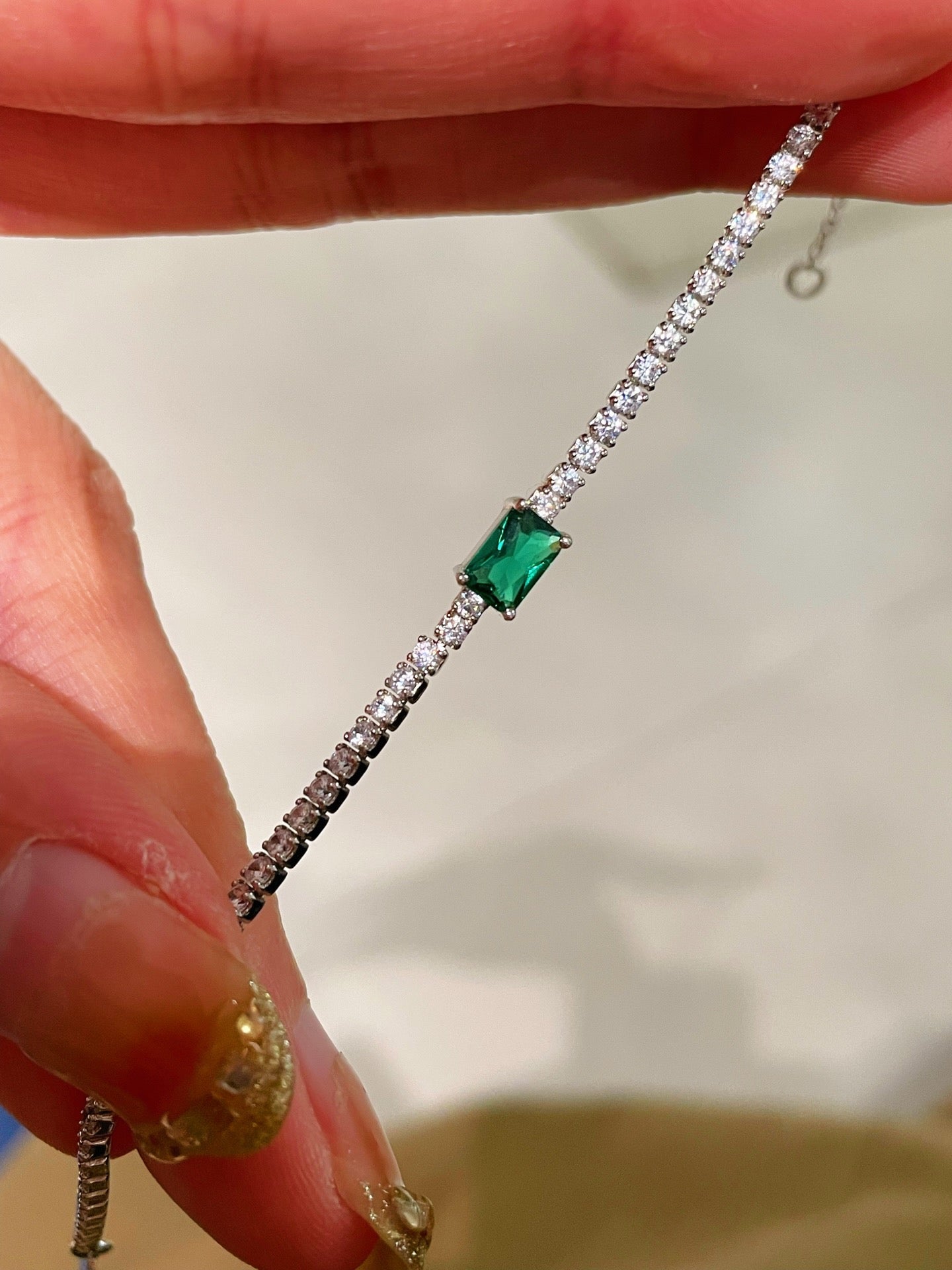 T Cut Emerald Sparkle Bracelet - Elegant Green Gemstone Jewelry for Women, Perfect for Parties, Weddings & Special Occasions