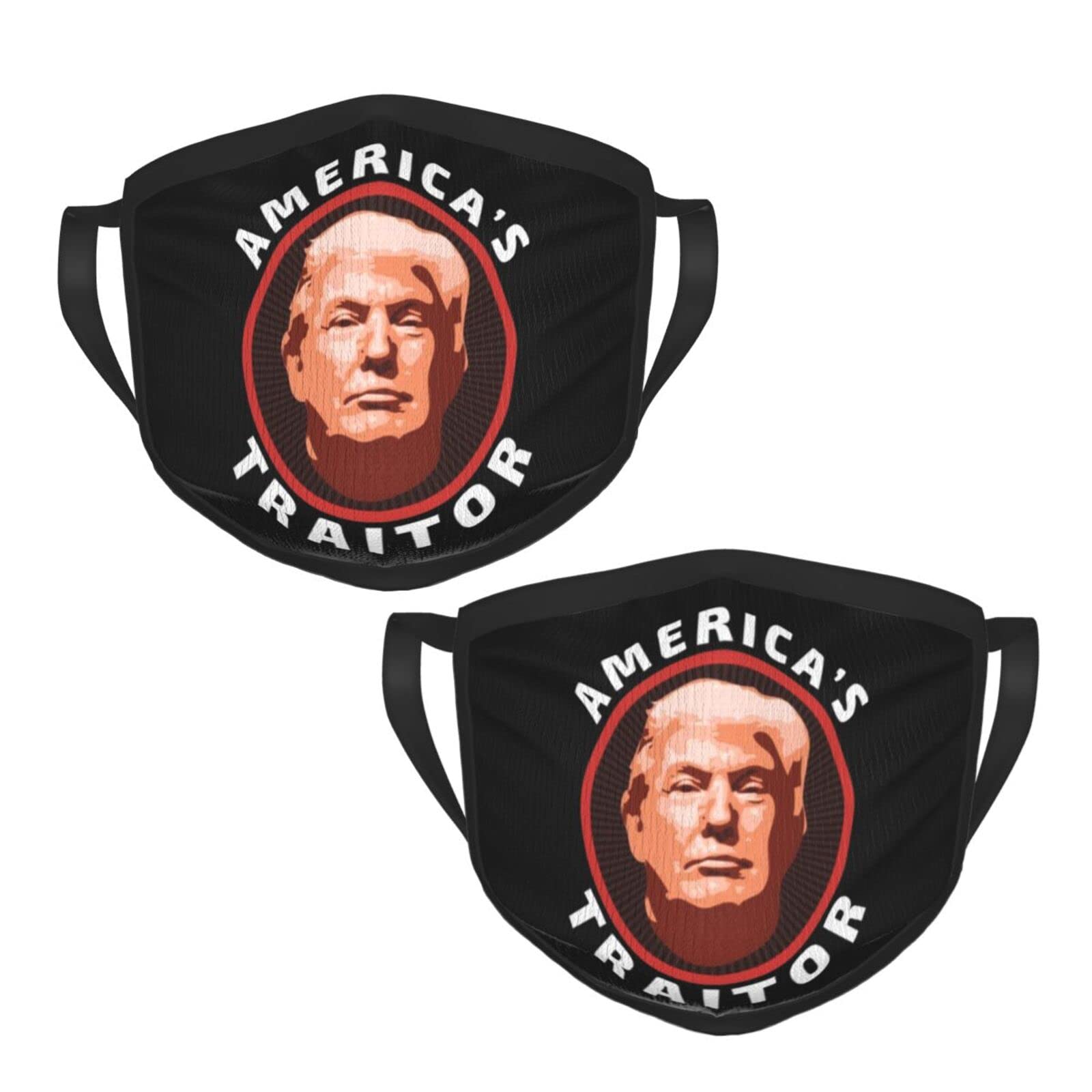 Anti-Trump Reusable Face Mask - 2 Pack Black Washable Breathable Comfortable Mouth Cover for Political Protests & Everyday Protection