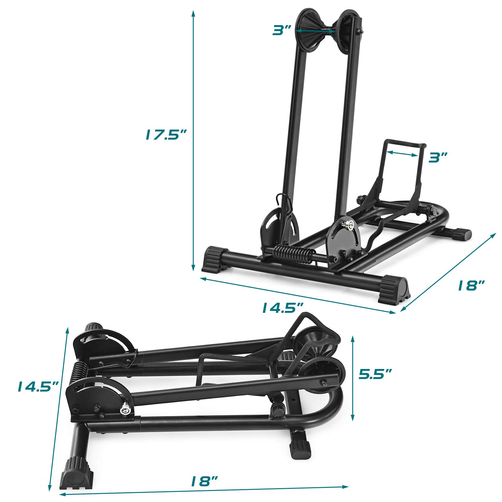 Goplus Foldable Bicycle Floor Stand - Heavy Duty Steel Bike Parking Rack for 20