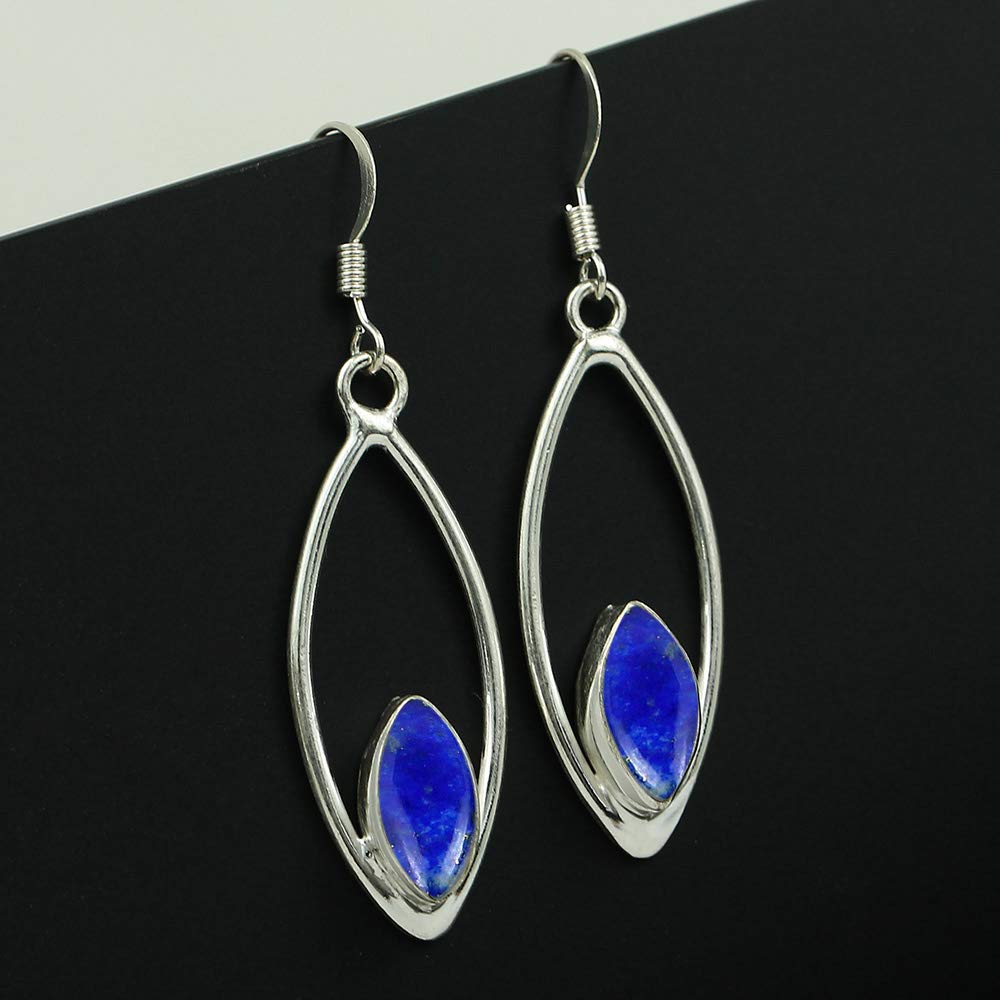 3.95 Carats Marquise Cut Natural Gemstone Earrings for Women - Handmade Boho Dangle Birthstone Jewelry | Perfect Gift for Wife, Girlfriend, Mother | Ideal for Weddings, Parties & Everyday Wear