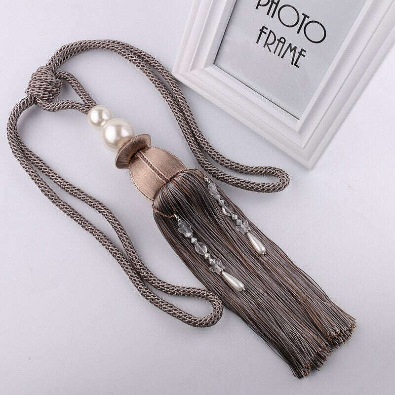 Elegant Pearl Tassel Curtain Tiebacks - Gold & White Home Decor for Windows, Living Room, Bedroom - Perfect for Drapes, Sheers & Valances