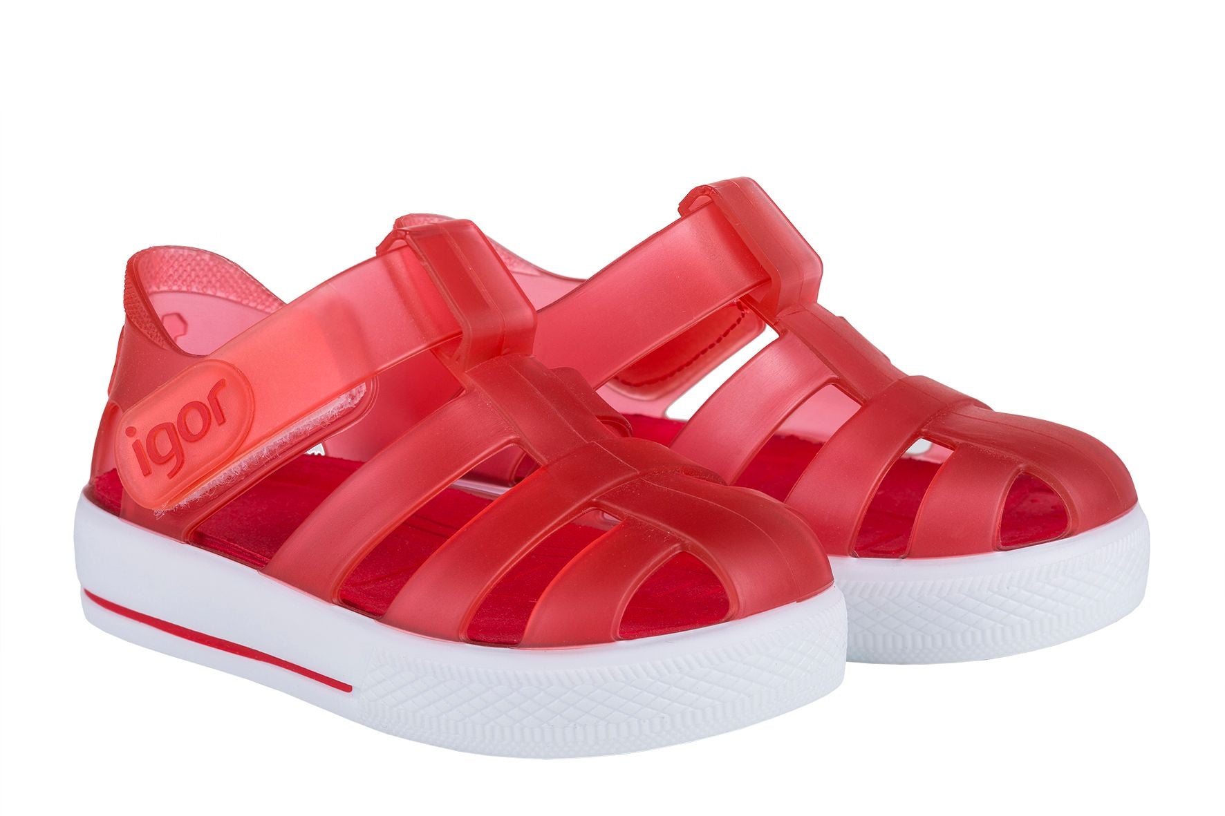Igor S10171 Girls' Star Sandal - Transparent Red | Comfortable Kids' Sandals for Summer, Beach, and Outdoor Play