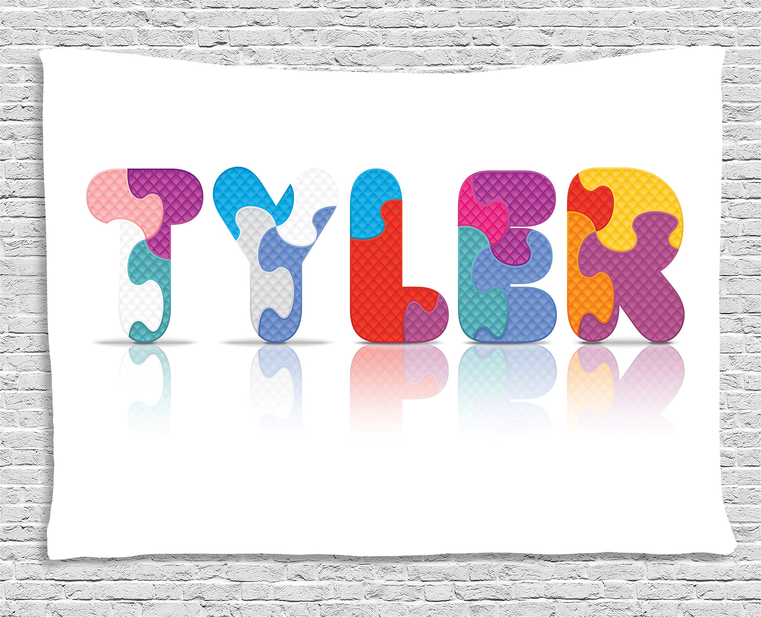 Ambesonne Tyler Tapestry Wall Art - Colorful Letter Arrangement Name Design for Bedroom, Living Room & Dorm Decor - 80