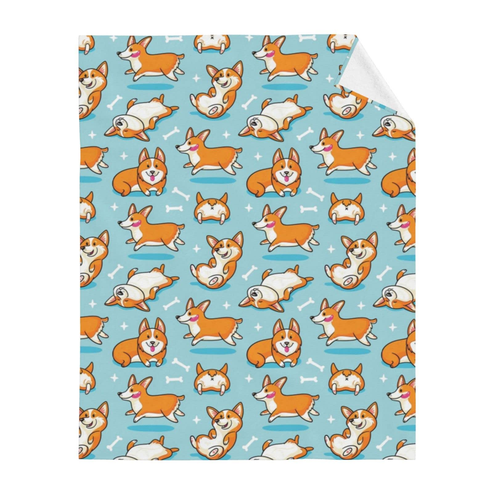 Corgi Dog Fleece Blanket - Super Soft Plush Throw for Couch, Bed & Travel - 60