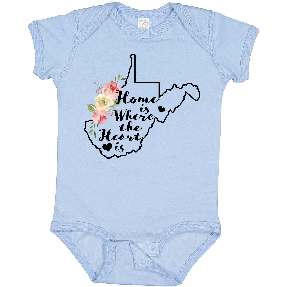 Inktastic West Virginia Home is Where The Heart is Watercolor Baby Bodysuit - Soft Cotton Infant Onesie for Newborns, Gifts & Family Photos