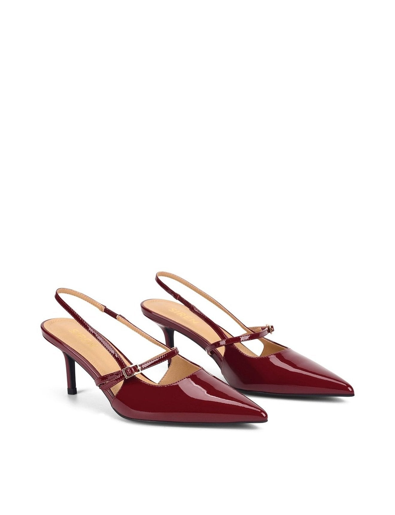 York Women's Slingback Heels - Wine Red Patent Leather Pumps for Work, Party & Special Occasions