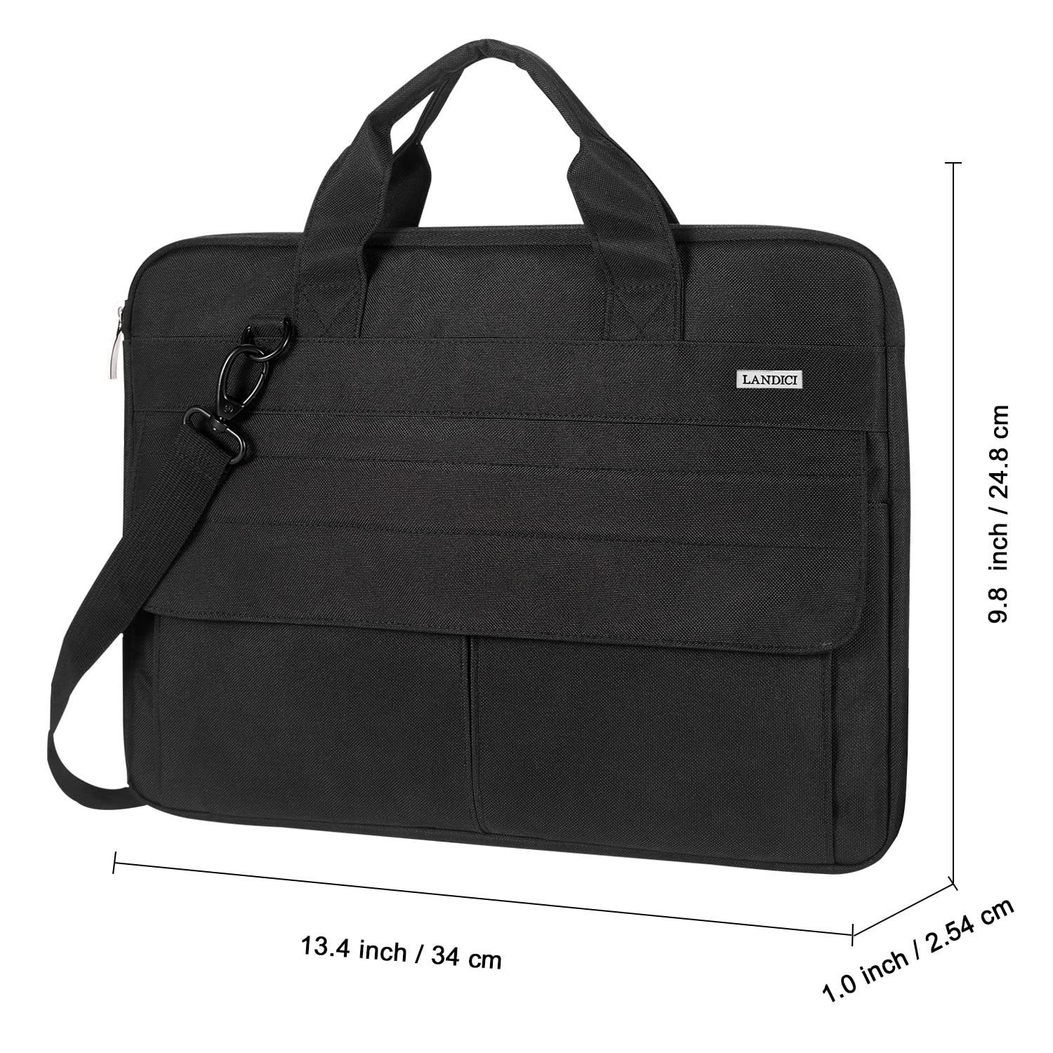 LANDICI 13-14 Inch Slim Waterproof Laptop Sleeve with Shoulder Strap - Compatible with MacBook Air 13/13.3 M1 M2, MacBook Pro 13/14 & Chromebook 14 - Lightweight Protective Carrying Case for Work, School & Travel (Black)