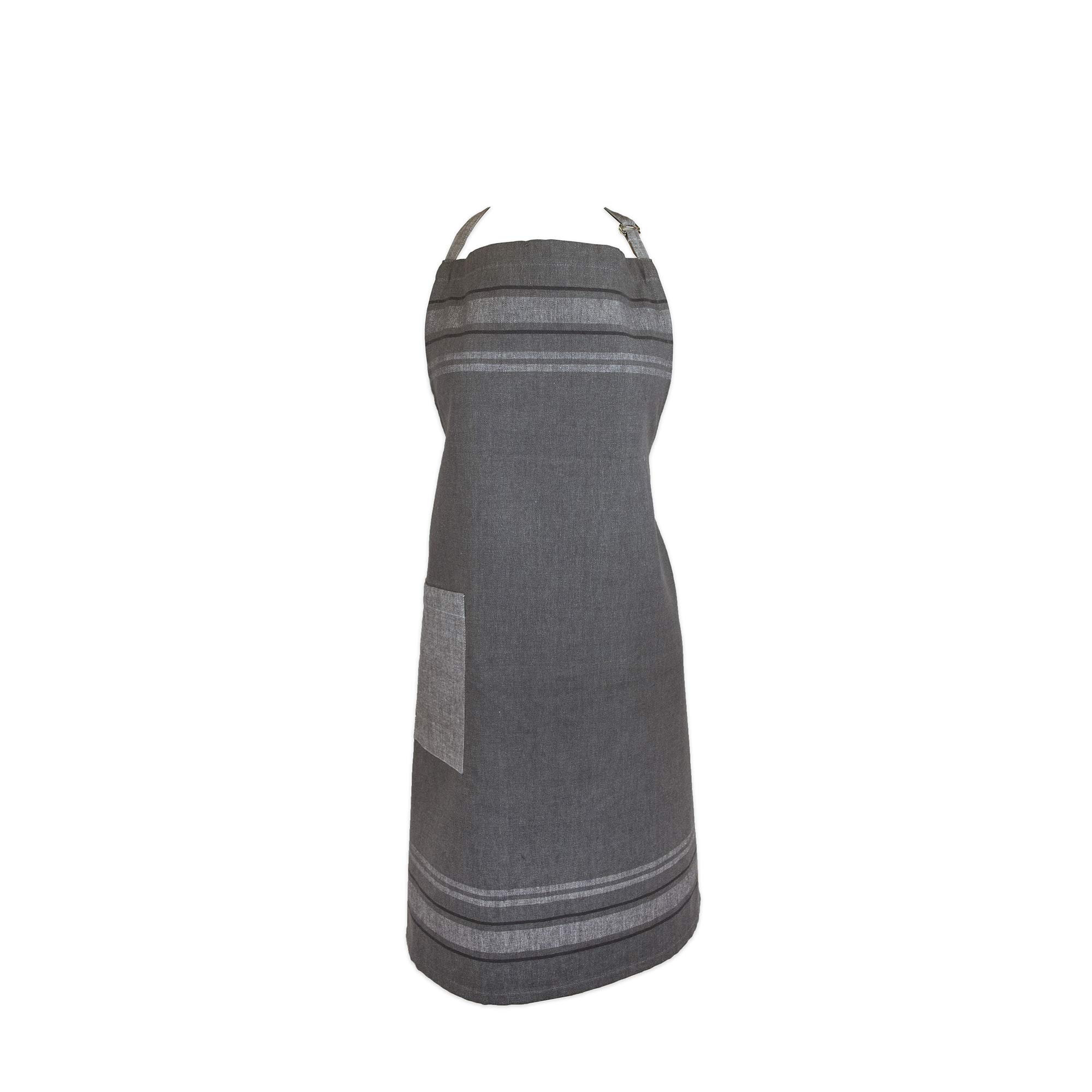 DII French Stripe Chef Apron - Chambray Gray Kitchen Apron for Cooking, Baking & BBQ - Adjustable Waist & Pockets for Home & Professional Use