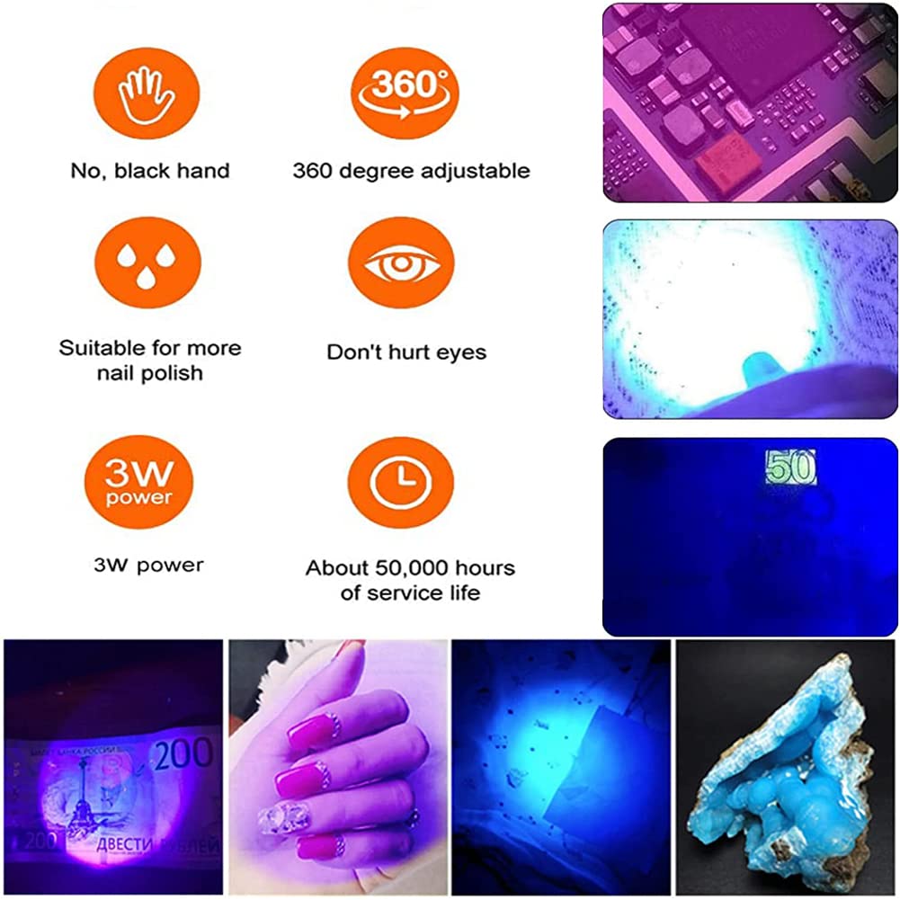 Mini UV LED Nail Lamp - 3W Portable Gel Nail Dryer with Flexible Gooseneck & Clamp for Professional Manicures | Perfect for Home Nail Art, Resin Curing & DIY Gel Polish Application