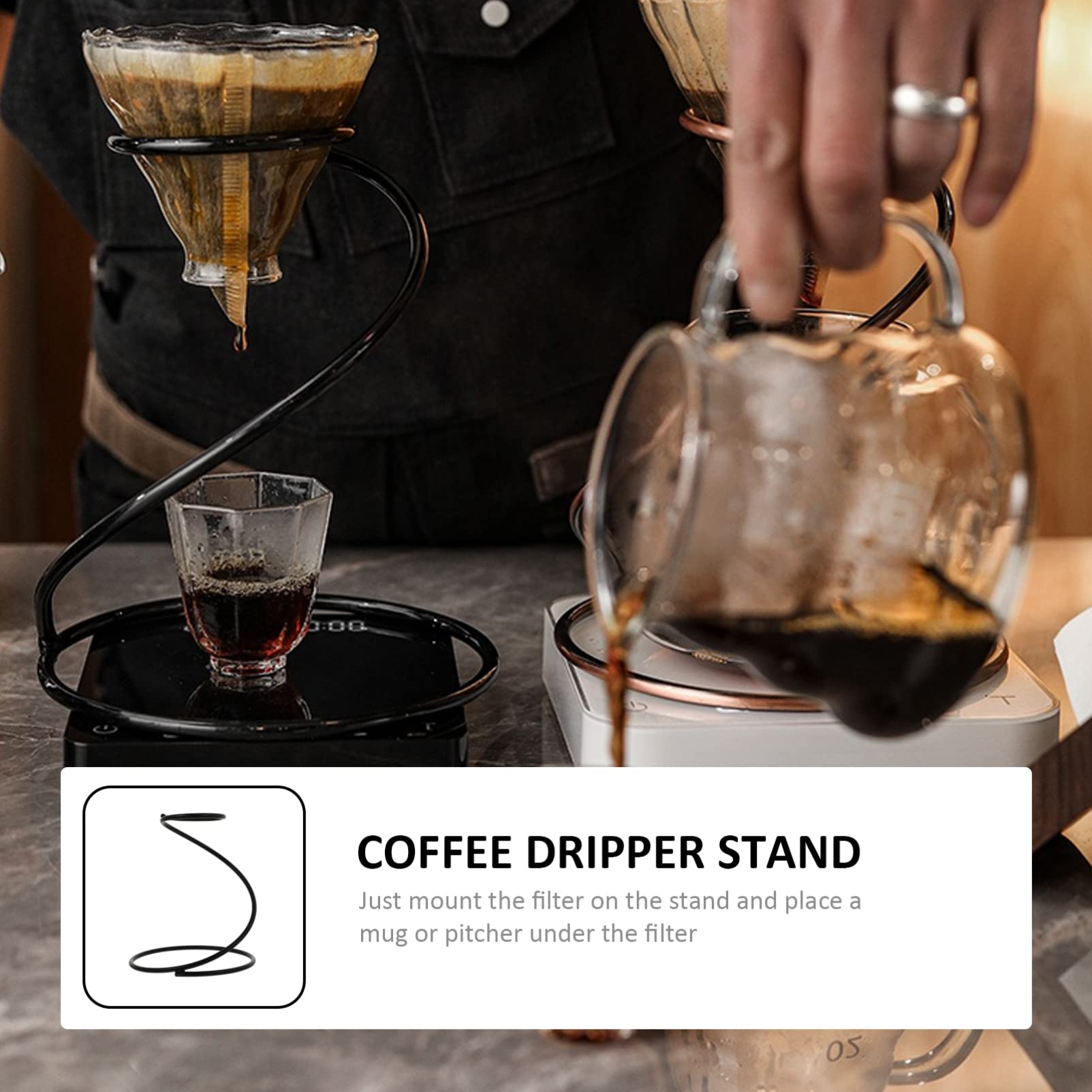 Hemoton Snake-Shaped Coffee Filter Stand - Black Dripper Holder for Manual Pour Over & Espresso Machines | Perfect for Home, Office & Cafe Use