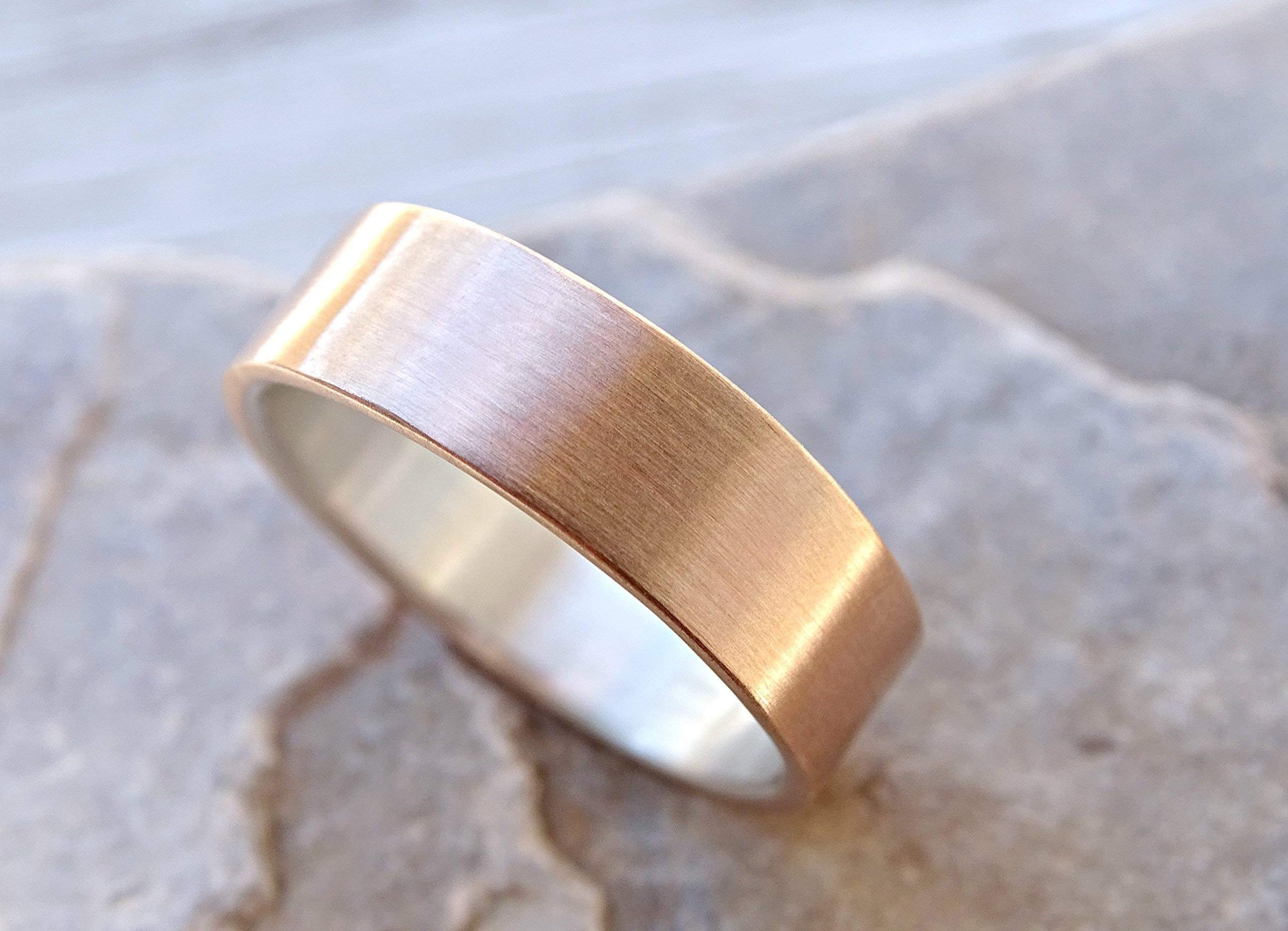 Men's Bronze Wedding Band - Personalized Rustic Silver Bronze Ring for Men - Anniversary Gift for Him - Perfect for Weddings, Engagements & Special Occasions