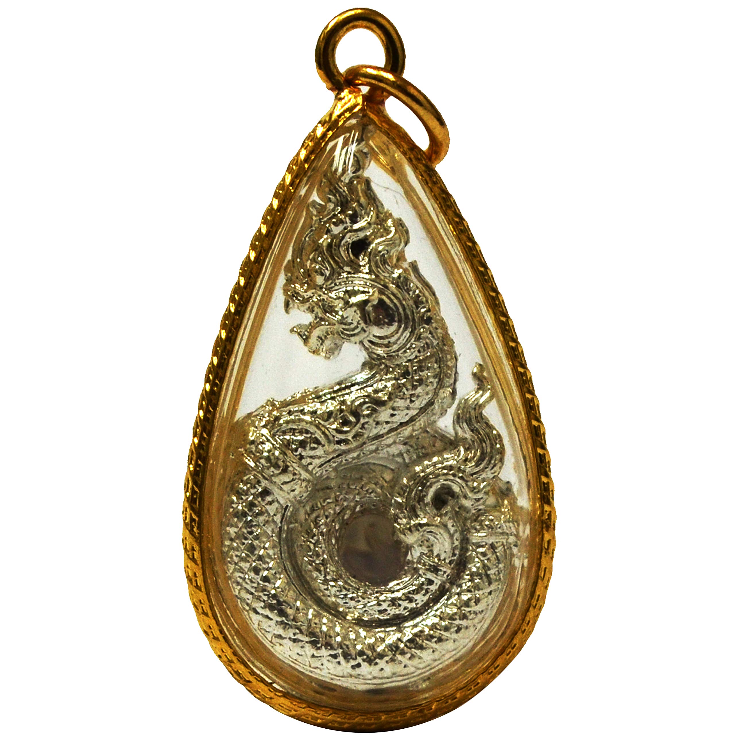Thai Magic Amulet Pendant - Serpent Brass Charm Necklace, Nakaraj Naga Talisman for Luck & Wealth | Spiritual Protection Jewelry for Meditation, Blessings & Good Fortune