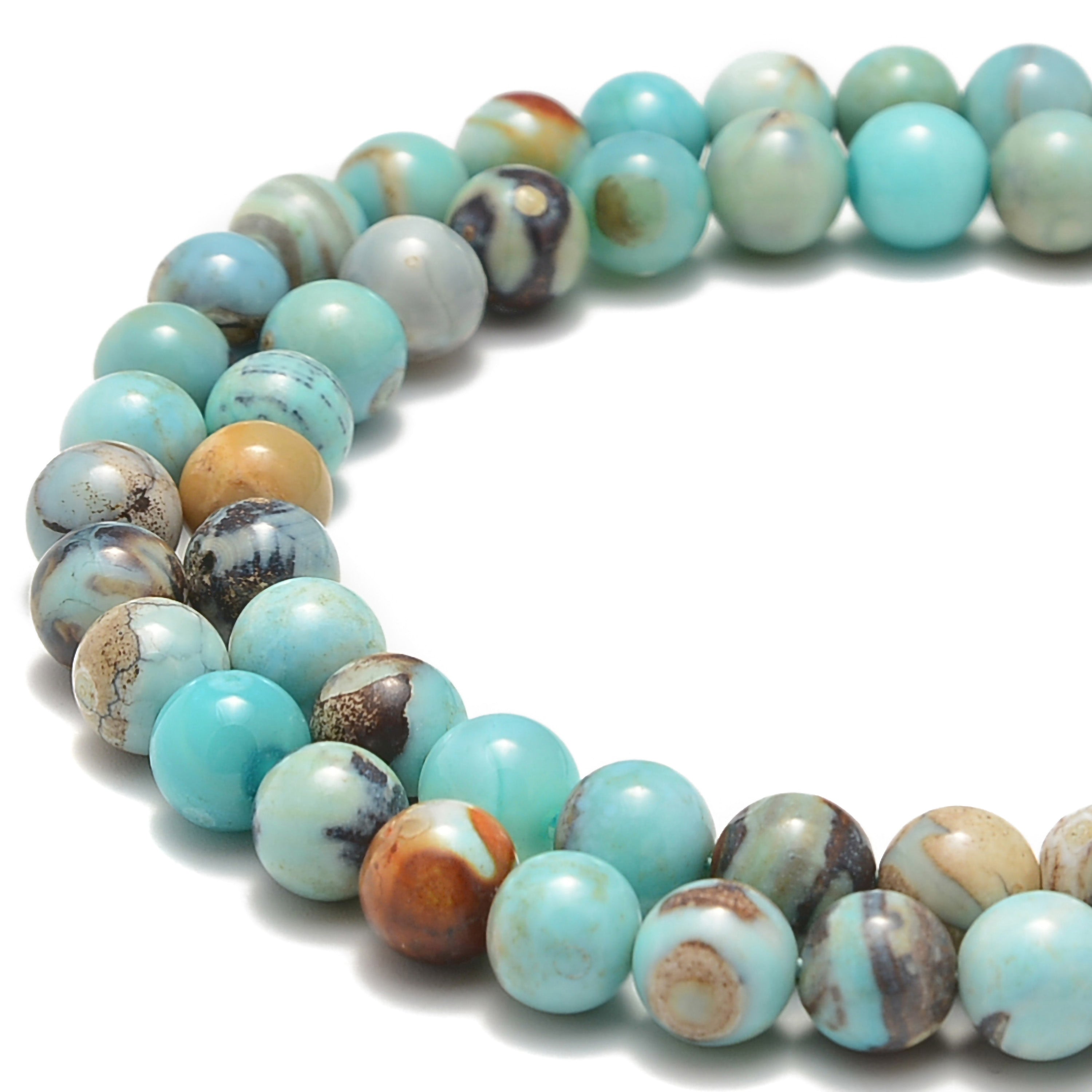 Blue Terra Robin's Egg Agate Smooth Round Beads 8mm 10mm 15.5'' Strand - Perfect for Jewelry Making, DIY Bracelets & Necklaces