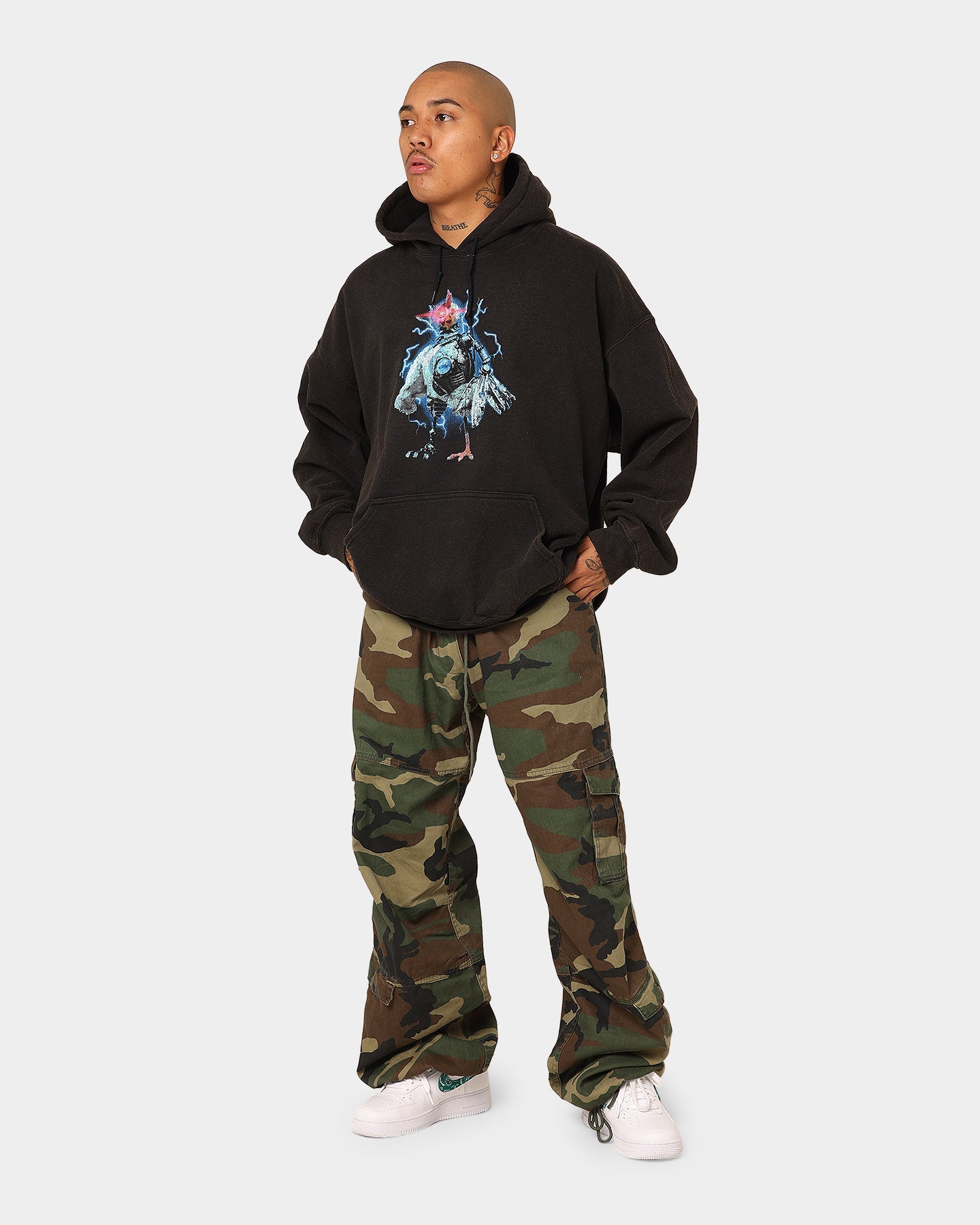 Robot Chicken Vintage Hoodie - Black Wash | American Thrift X Robot Chicken Official Merch | Perfect for Cosplay, Anime Conventions & Streetwear Fashion