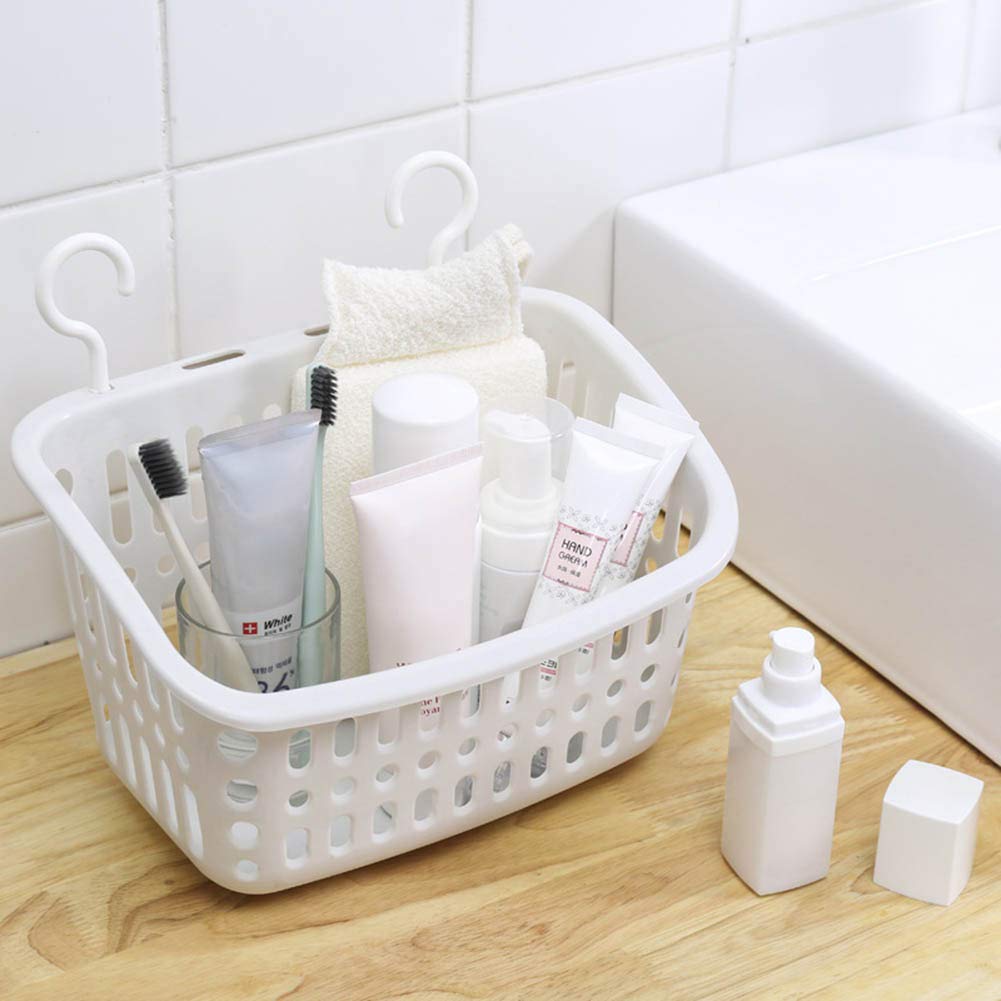 Multifunctional Plastic Wall Hanging Storage Basket - White Laundry Organizer for Clothes, Toys, Books & Cosmetics | Perfect for Bedroom, Bathroom & Kids Room Organization