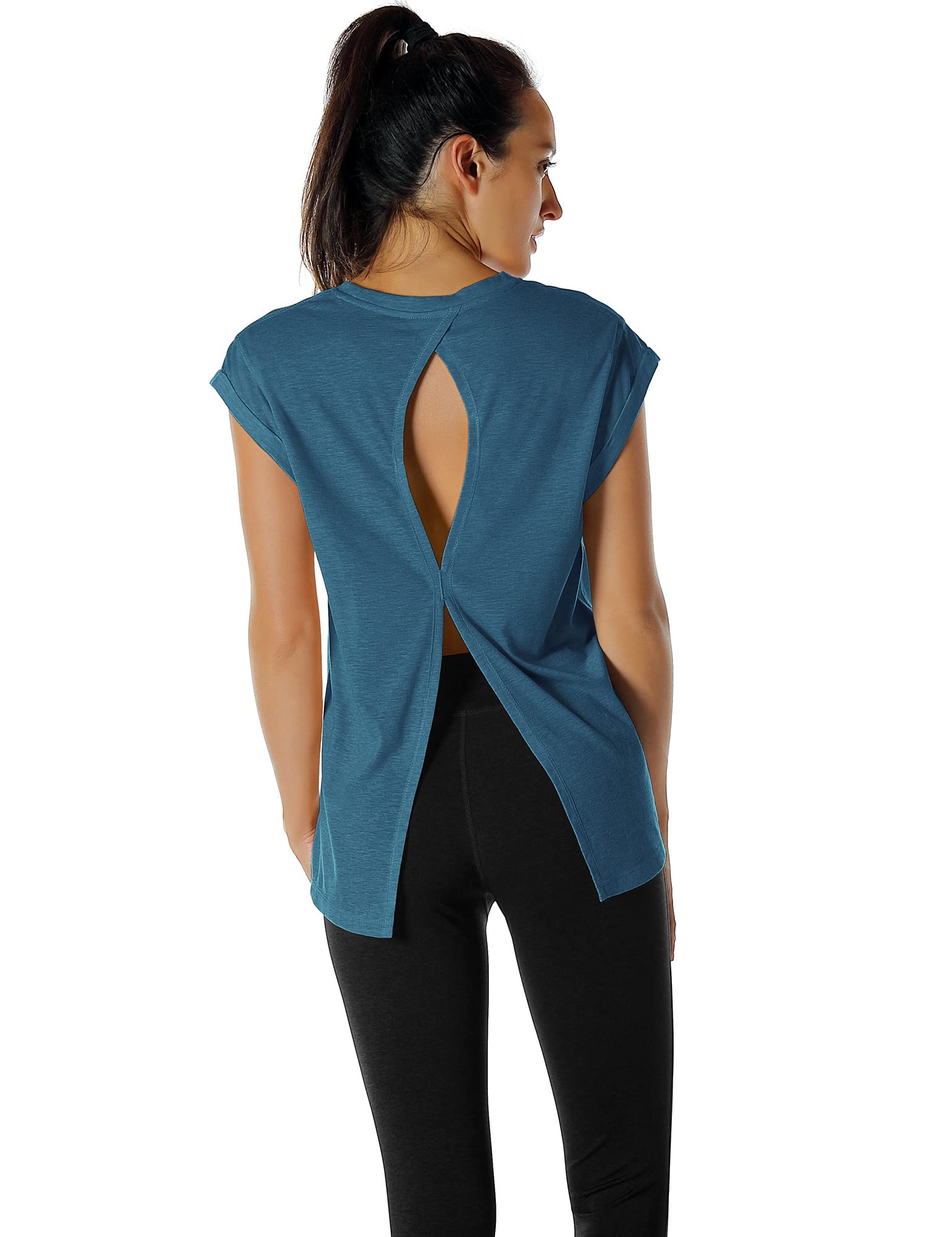 Icyzone Open Back Workout Top for Women - Breathable Yoga T-Shirt & Activewear Exercise Shirt - Perfect for Gym, Yoga, Running & Fitness Training