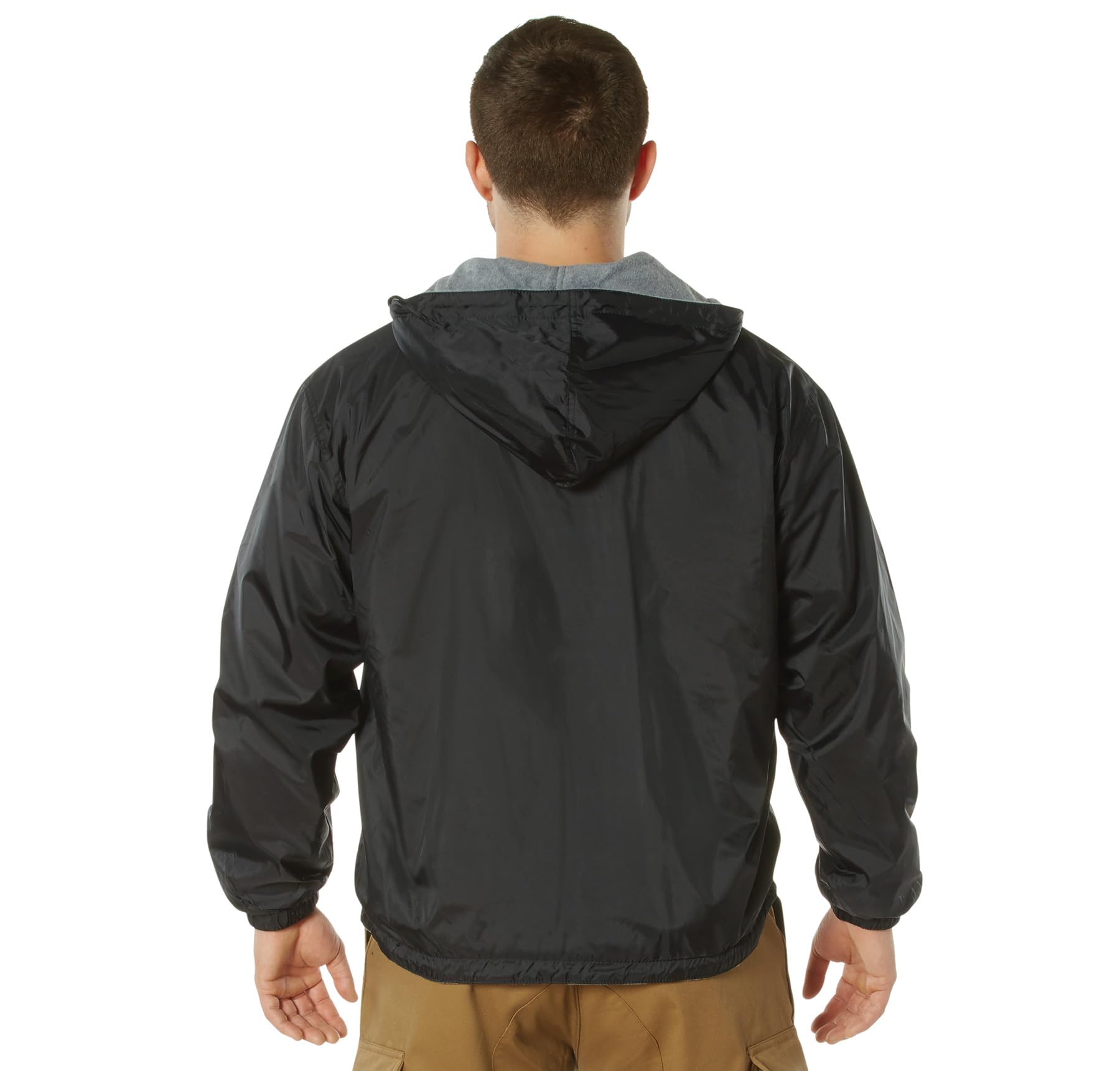 Rothco Reversible Fleece Lined Nylon Jacket with Hood - Lightweight Waterproof Windbreaker for Outdoor Hiking, Camping & Winter Activities