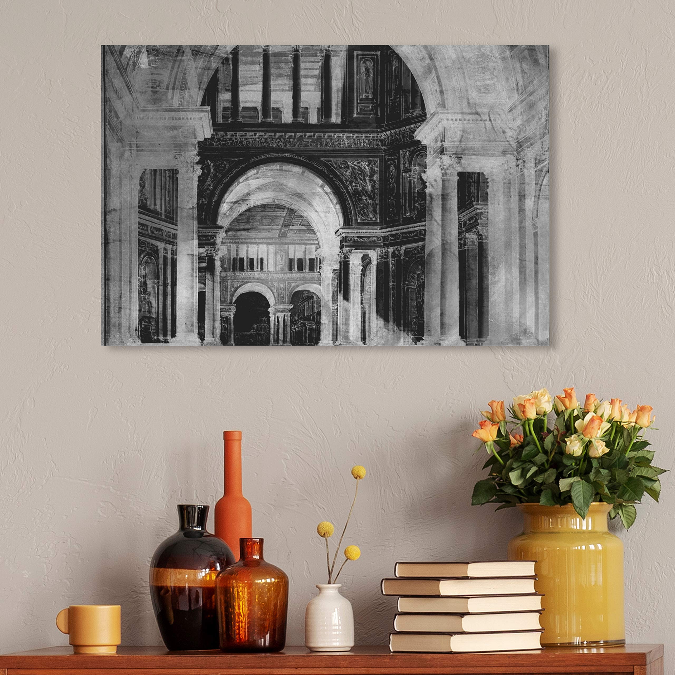 Oliver Gal Artist Co. 'Palatine Hill' Architecture Wall Art Canvas Print - 30x20 Inches Black & White Home Decor - Perfect for Living Room, Bedroom & Office Wall Decor