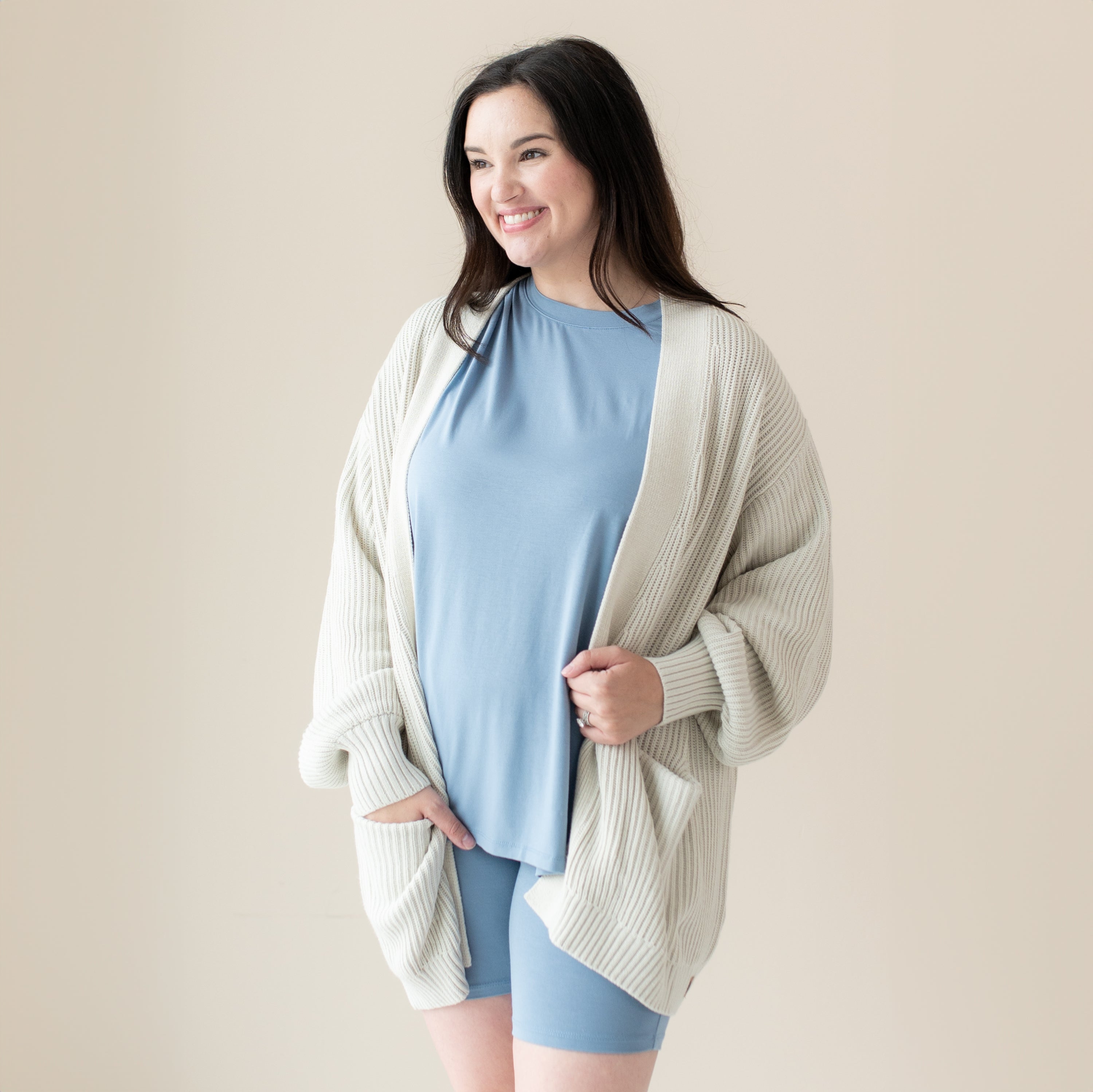 Chunky Knit Women's Oversized Cardigan Sweater - Soft Oat Color Long Open Front Cardigan for Women | Cozy Fall Winter Outfit, Lounge Wear, Casual Office Fashion