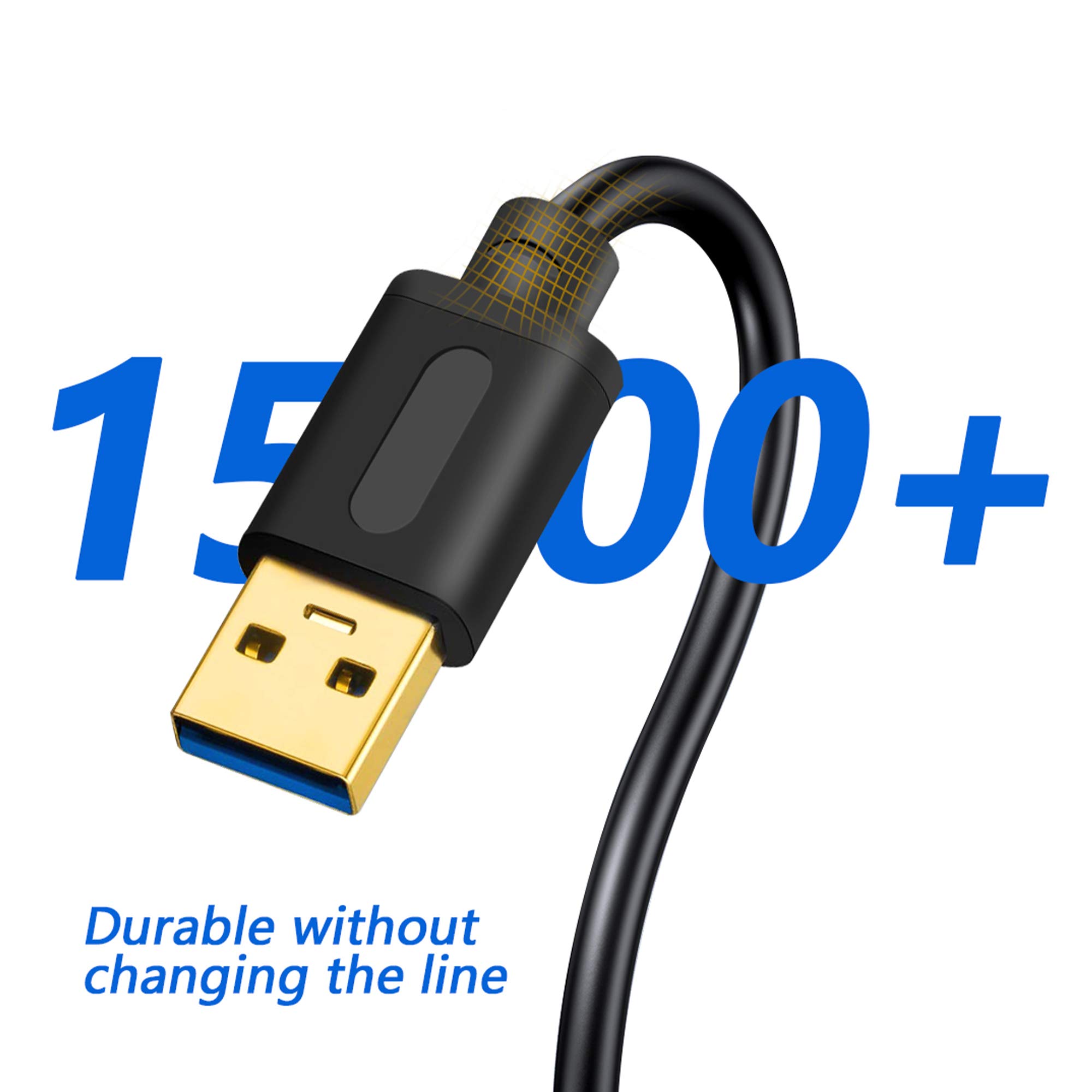 Tan QY 20Ft USB 3.0 A Male to A Male Cable - High Speed Data Transfer & Charging Cord for PC, Laptop, Hard Drive, Printer & More | Durable 20 Foot USB Extension Cable for Home & Office Use