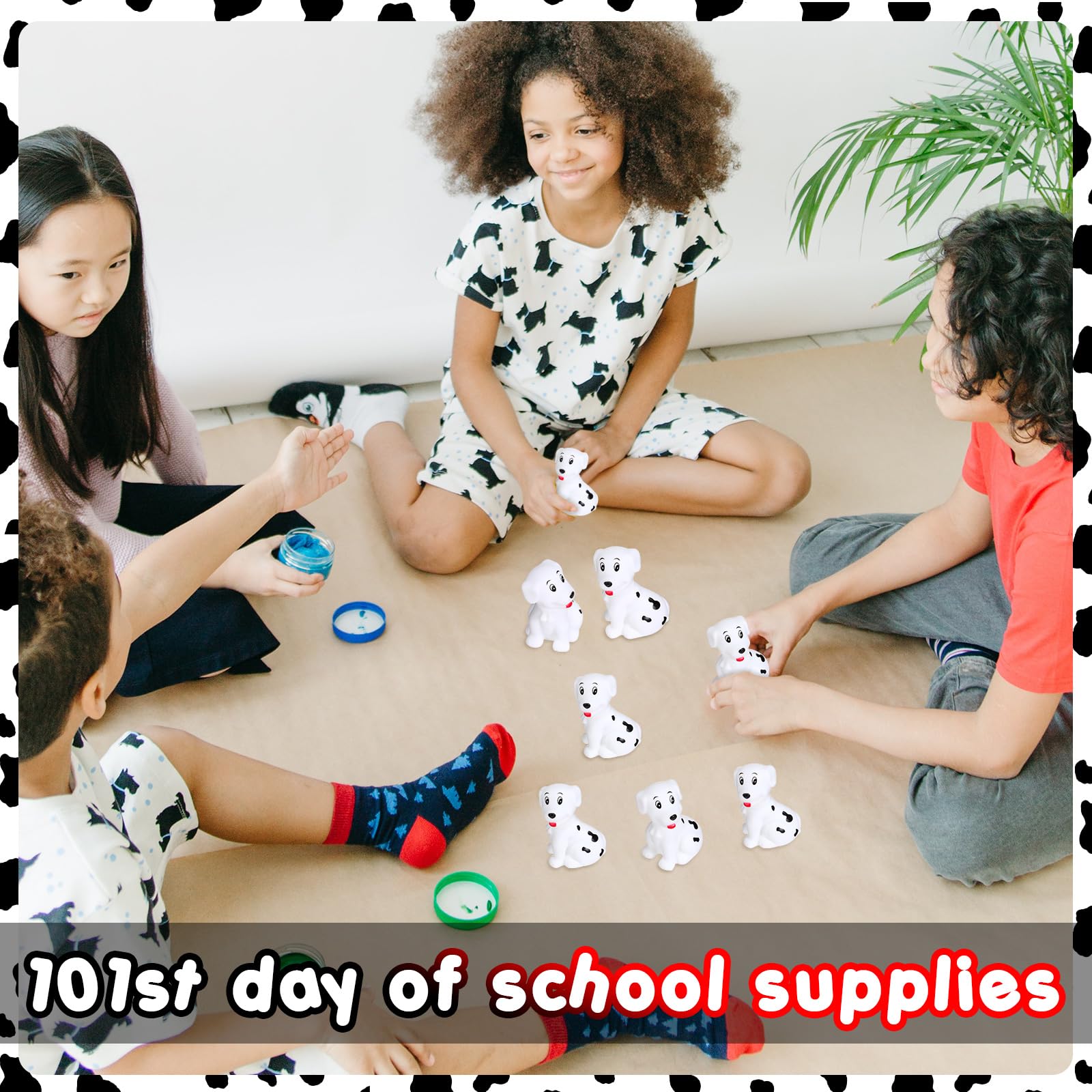 50 Pcs Mini Dalmatian Dog Bath Toys - Squeaky Floating Rubber Figures for Baby Showers, Birthday Parties, Cake Decorations & 100th Day of School Gifts (2.2 x 1.6 x 1.3 Inches) - Perfect for Bathtime Fun, Pool Parties & Sensory Play