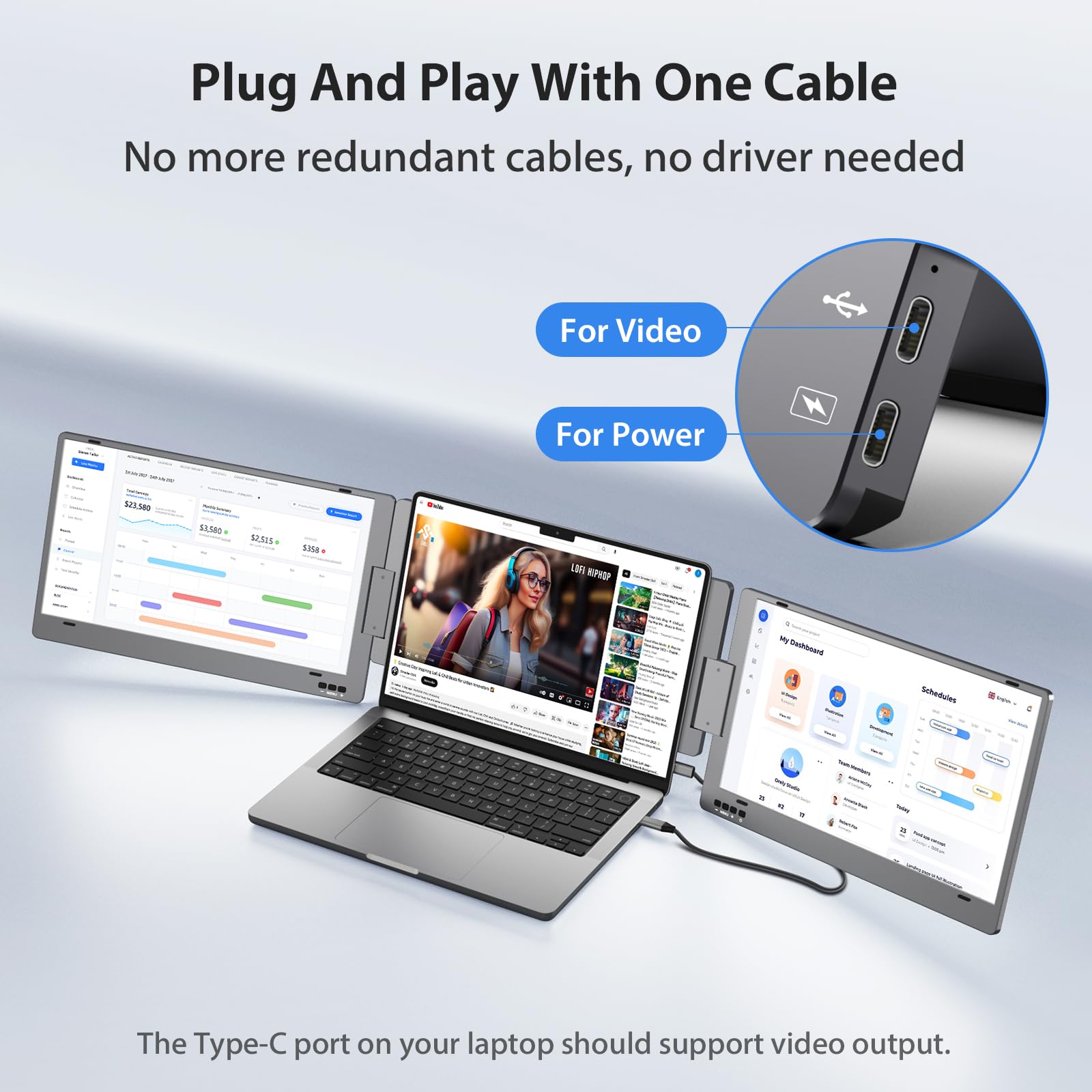 KYY Triple Laptop Screen Extender - 14