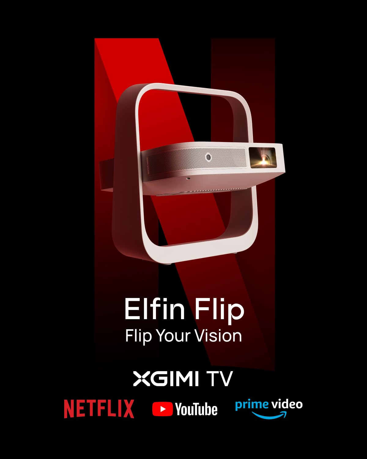 XGIMI Elfin Flip 2024 Portable Projector - 1080P Full HD Outdoor Movie Projector with Netflix, Built-in Adjustable Stand | 400 ISO Lumens, Lightweight & Compact Design | Perfect for Home Theater, Camping, and Outdoor Movie Nights