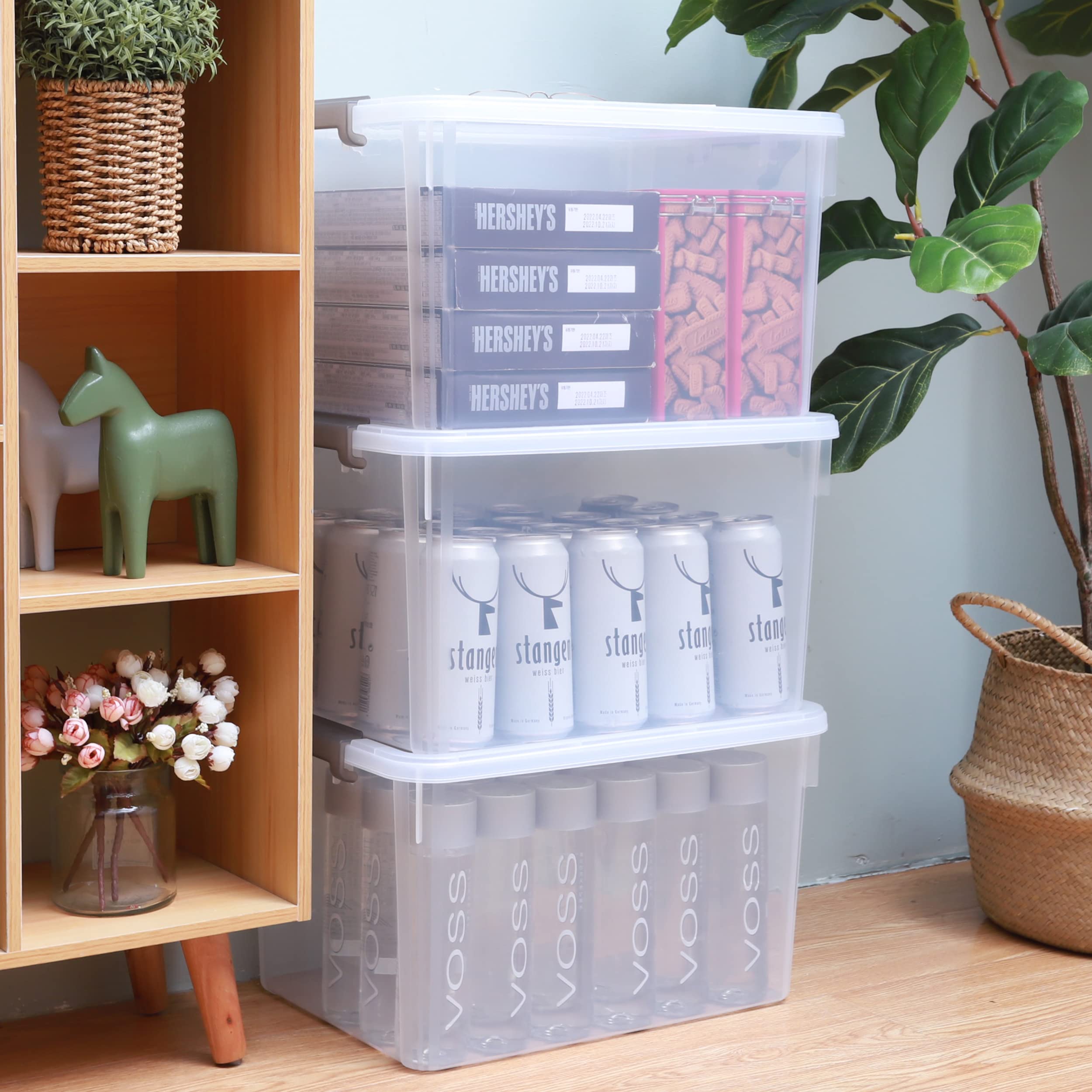 Citylife 6-Pack 32 QT Clear Plastic Storage Bins with Lids - Large Stackable Organizing Containers for Garage, Closet, Kitchen | Perfect for Home Organization, Seasonal Storage & Moving Supplies
