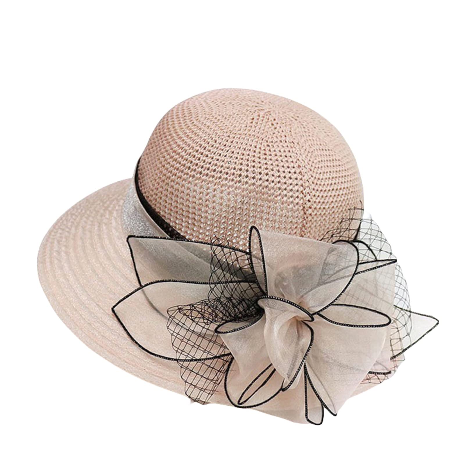 Women's Wide Brim Straw Sun Hat - UV Protection Floral Beach Hat, Foldable Packable Summer Sun Hat for Women, Perfect for Beach Vacation, Pool Party, Gardening & Outdoor Activities