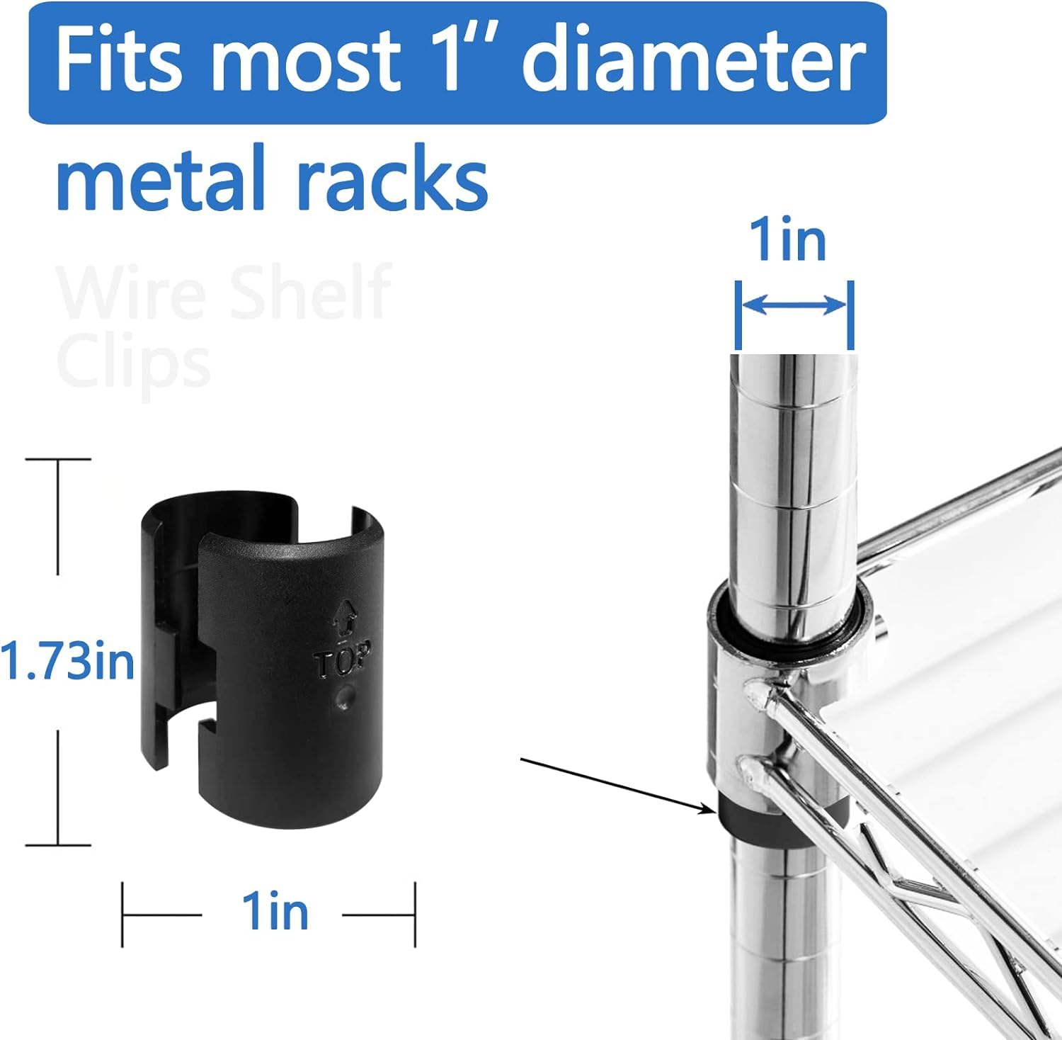 36 Pack Black Plastic & Metal Wire Shelf Clips - 1 Inch Replacement Clips for 1