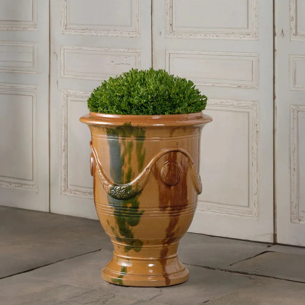 Anduze Outdoor Terra Cotta Planter with Enamel Finish - Large Garden Flower Pot for Patio, Balcony & Backyard Decor - Weather-Resistant Plant Container for Herbs, Succulents & Flowers