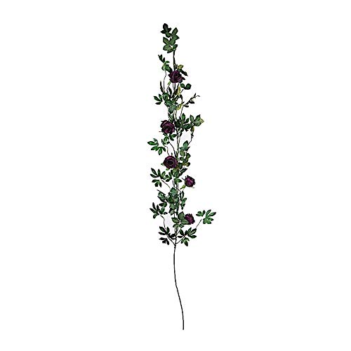 6ft Green Balsa Garland with 5 Purple Silk Roses & Leaves - Wedding Centerpiece Decor, Bridal Shower, Party Decoration Supplies (Wholesale Bulk)