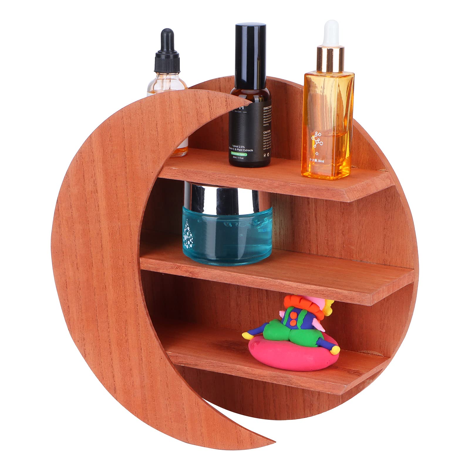 3-Tier Floating Moon Shelf - Wall Mounted Storage Organizer for Home, Office, Bedroom & Living Room Decor - Space-Saving Decorative Shelf (10.9x11.2x3.5 Inches) - Perfect for Displaying Books, Plants & Decorative Items
