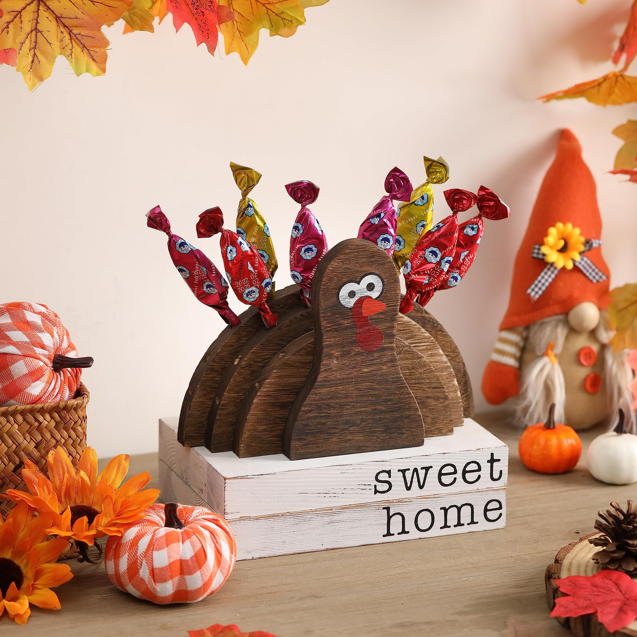 Thanksgiving Wooden Turkey Lollipop Holder & Cake Pop Stand - Fall Home Decor for Table Centerpiece, Party Display, and Holiday Dessert Serving