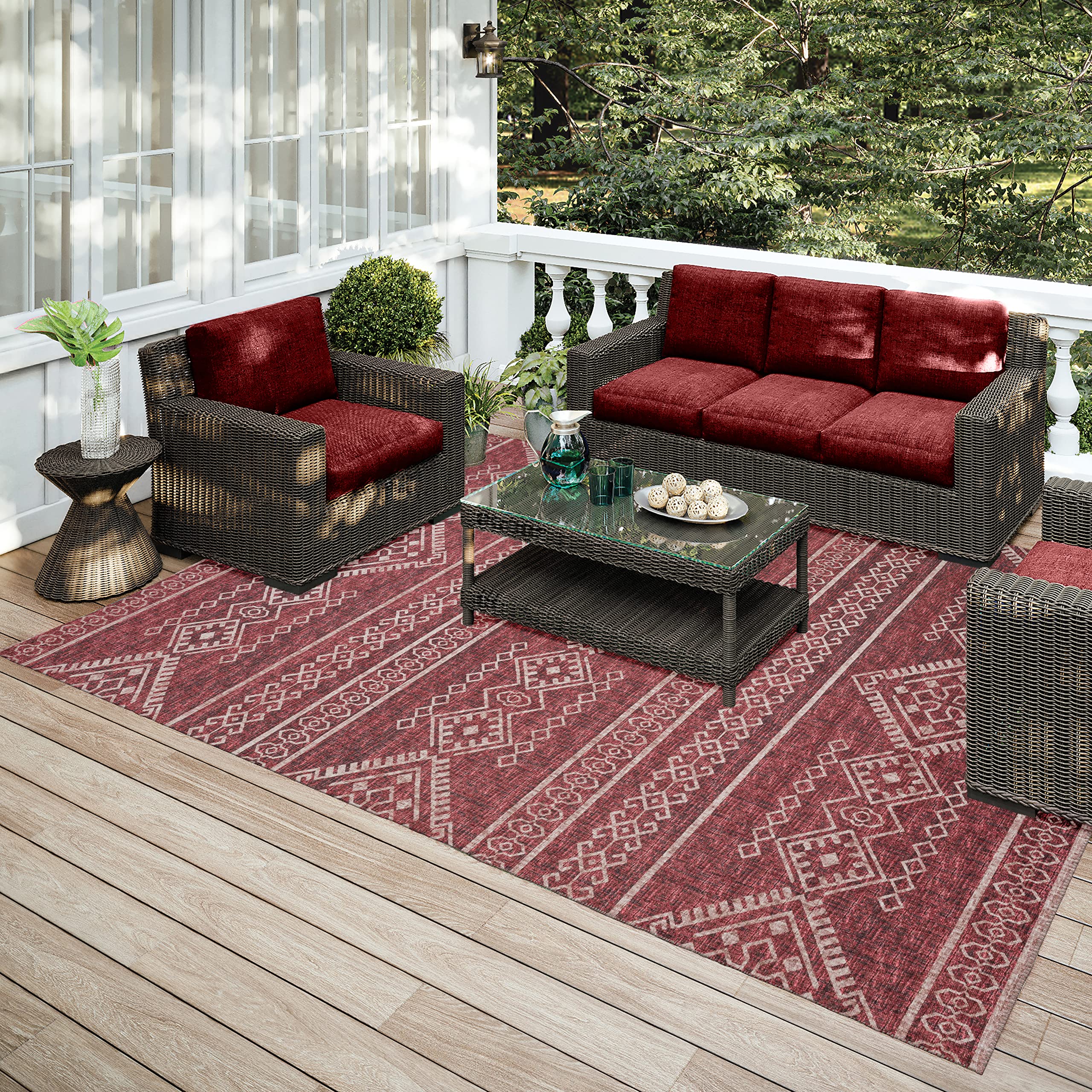 Addison Rugs Yuma AYU44 Canyon 8' x 10' Area Rug - Southwestern Style Handmade Wool Rug for Living Room, Bedroom & Dining Room Decor