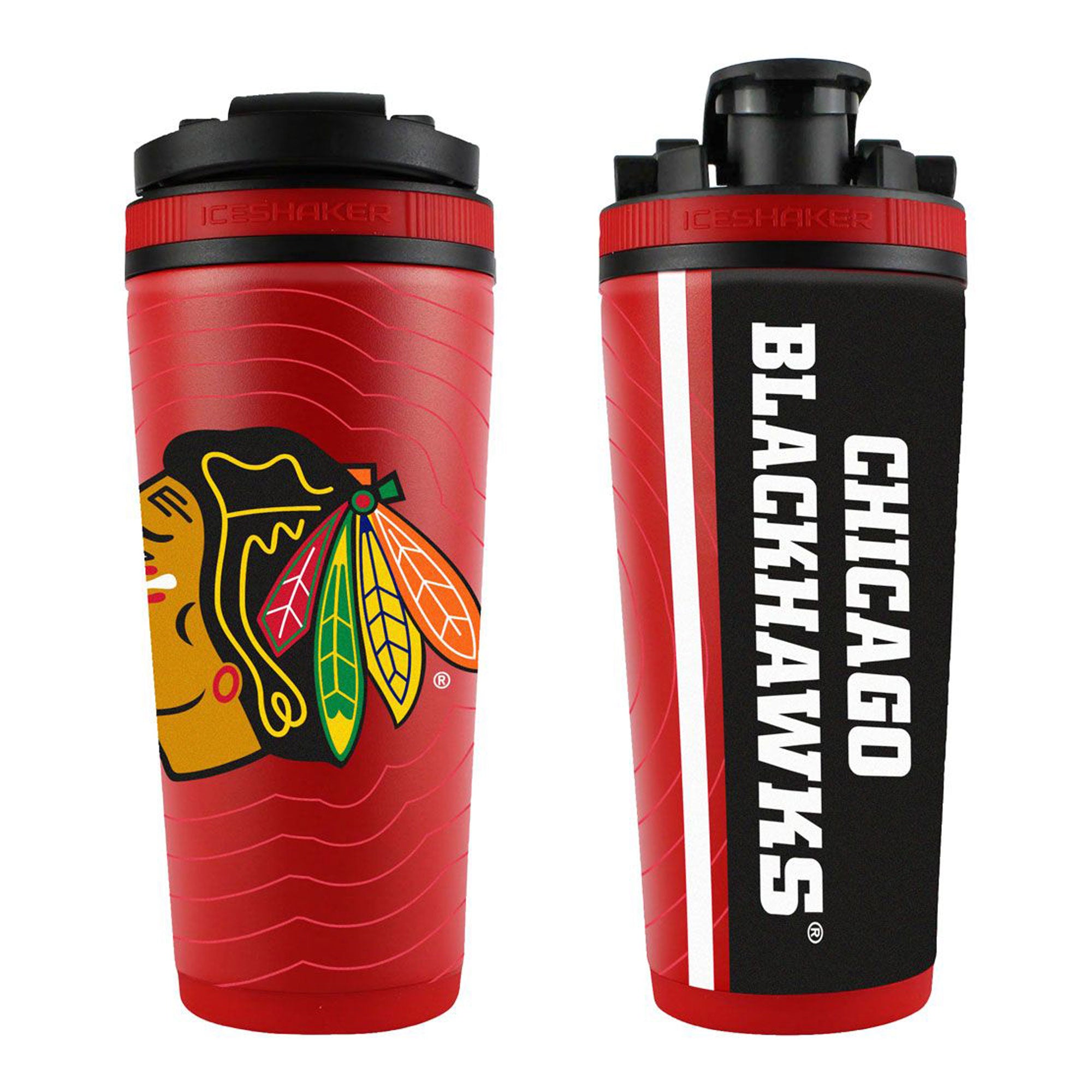 Official Chicago Blackhawks Sonar 4D Ice Shaker Cup - Insulated Stainless Steel Water Bottle for Sports, Gym & Outdoor Activities - NHL Team Merchandise for Hockey Fans