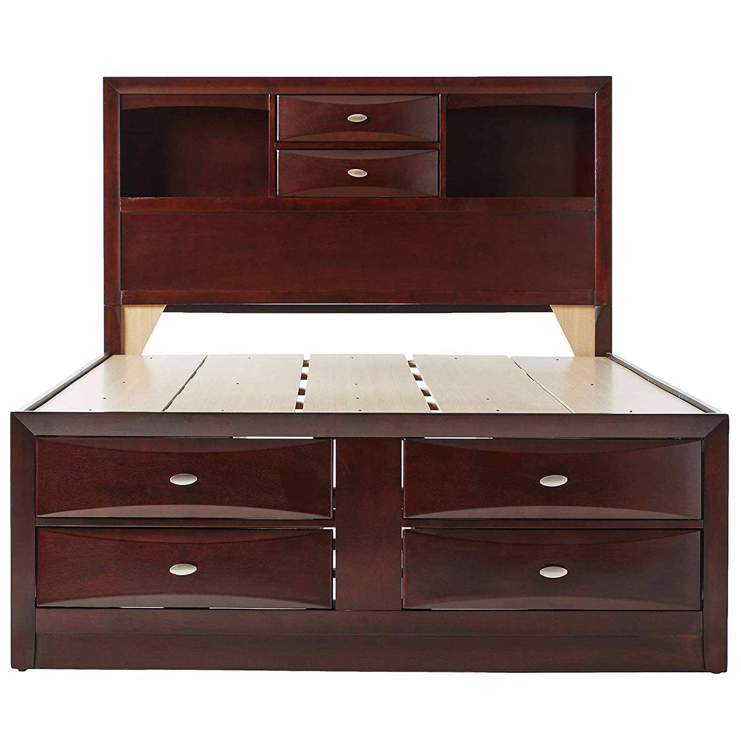 HABITRIO King Size Storage Bed Frame - Solid Wood Platform Bed with Bookcase Headboard, 6 Drawers & Wooden Slats | No Box Spring Needed | Espresso Finish | Perfect for Master Bedroom & Guest Room Organization