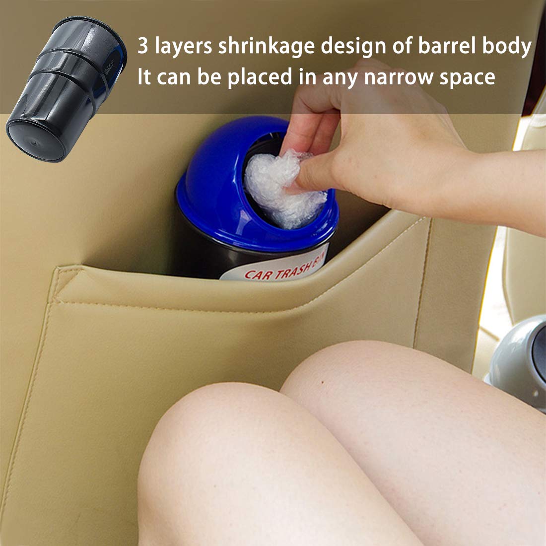 Leakproof Car Garbage Can with Lid - 2 Pack Small Trash Bin for Vehicle Cup Holder, Office, Home, Kitchen & Bedroom | Double Red Automotive Trash Can for Cars, Trucks & Road Trips