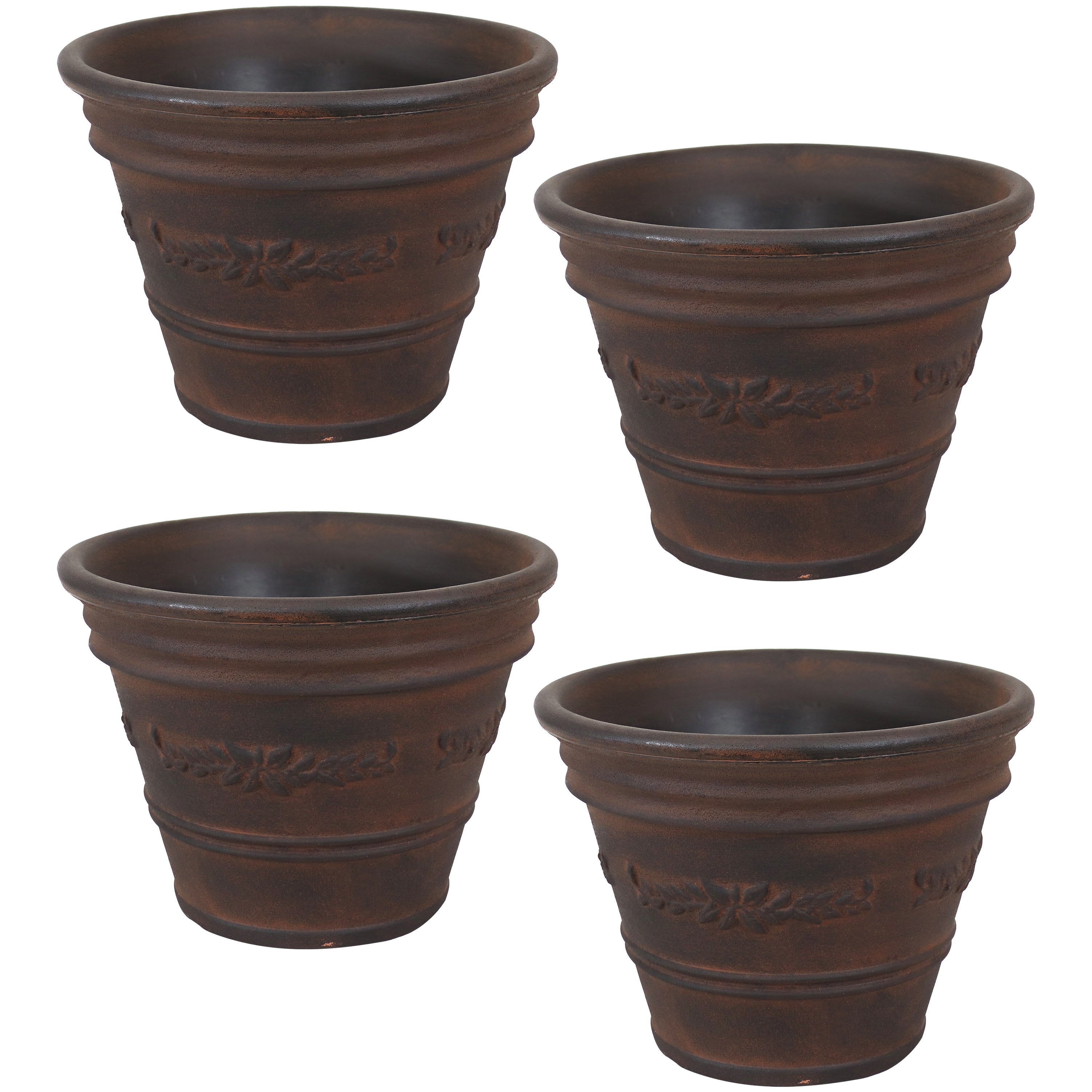 Sunnydaze Laurel Polyresin Outdoor Flower Pot Planter - Rust Resistant Garden Decor for Patio, Balcony & Backyard Landscaping