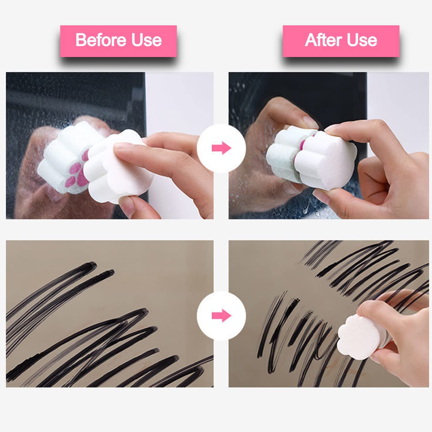 Leeonz 1PCS Mirror Cleaner Sponge - Double-Sided Dish Scrubber for Glass, Tiles & Pots - Cute Cleaning Pads for Bathroom, Kitchen & Household Use