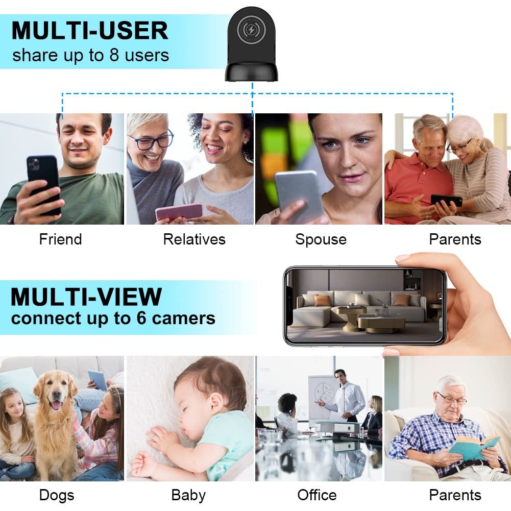 WiFi Hidden Spy Camera Wireless Phone Charger - 1080P/4K HD Rotating Lens with 250° View Angle, Motion Activated Nanny Cam for Home & Office Security (2.4G/5G Dual Band) - Perfect for Monitoring Kids, Pets, and Valuables Discreetly