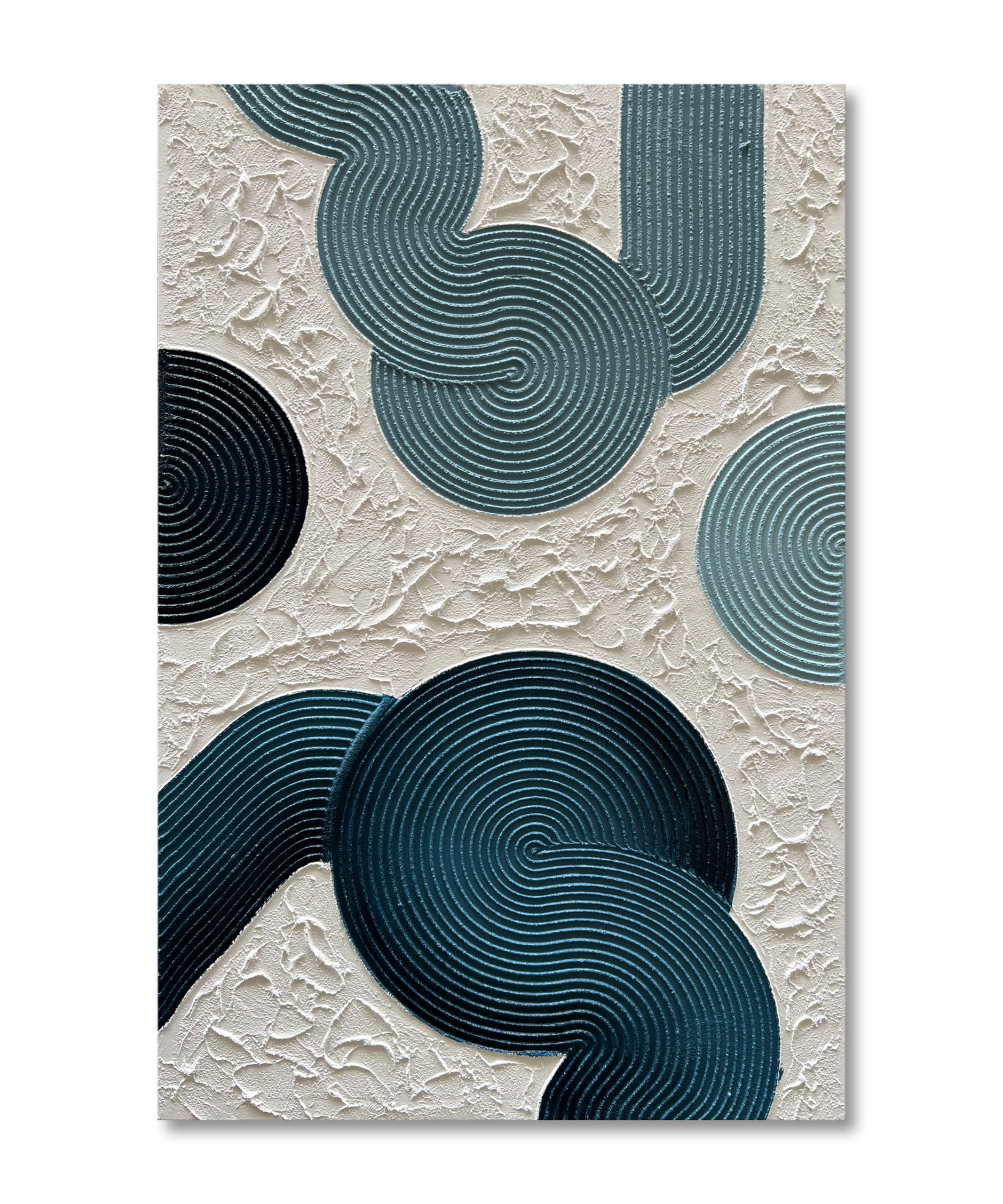 Hand-Painted NANKAI Blue and White Abstract Oil Painting - 45x30 Inch Thick Texture 3D Canvas Wall Art for Living Room & Bedroom Decor