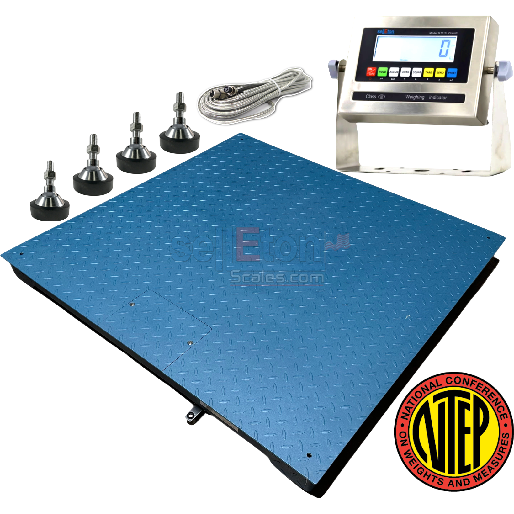 SellEton SL 800 Heavy Duty 7'x7' (84x84) NTEP Legal for Trade Floor Scale - 1000 to 20000 lbs Capacity - Industrial Warehouse Scale for Shipping, Logistics & Manufacturing