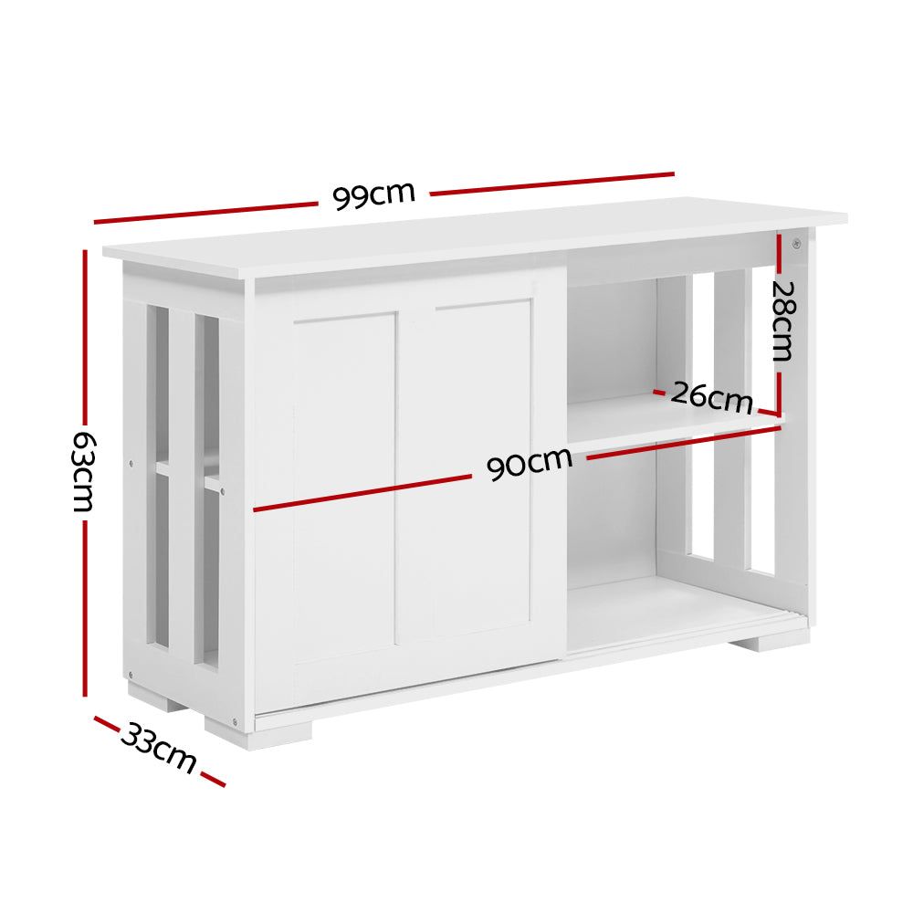 Modern White Buffet Sideboard Cabinet with Storage Shelf - Elegant Cupboard for Dining Room, Hallway & Living Room - Perfect for Home Organization & Decor
