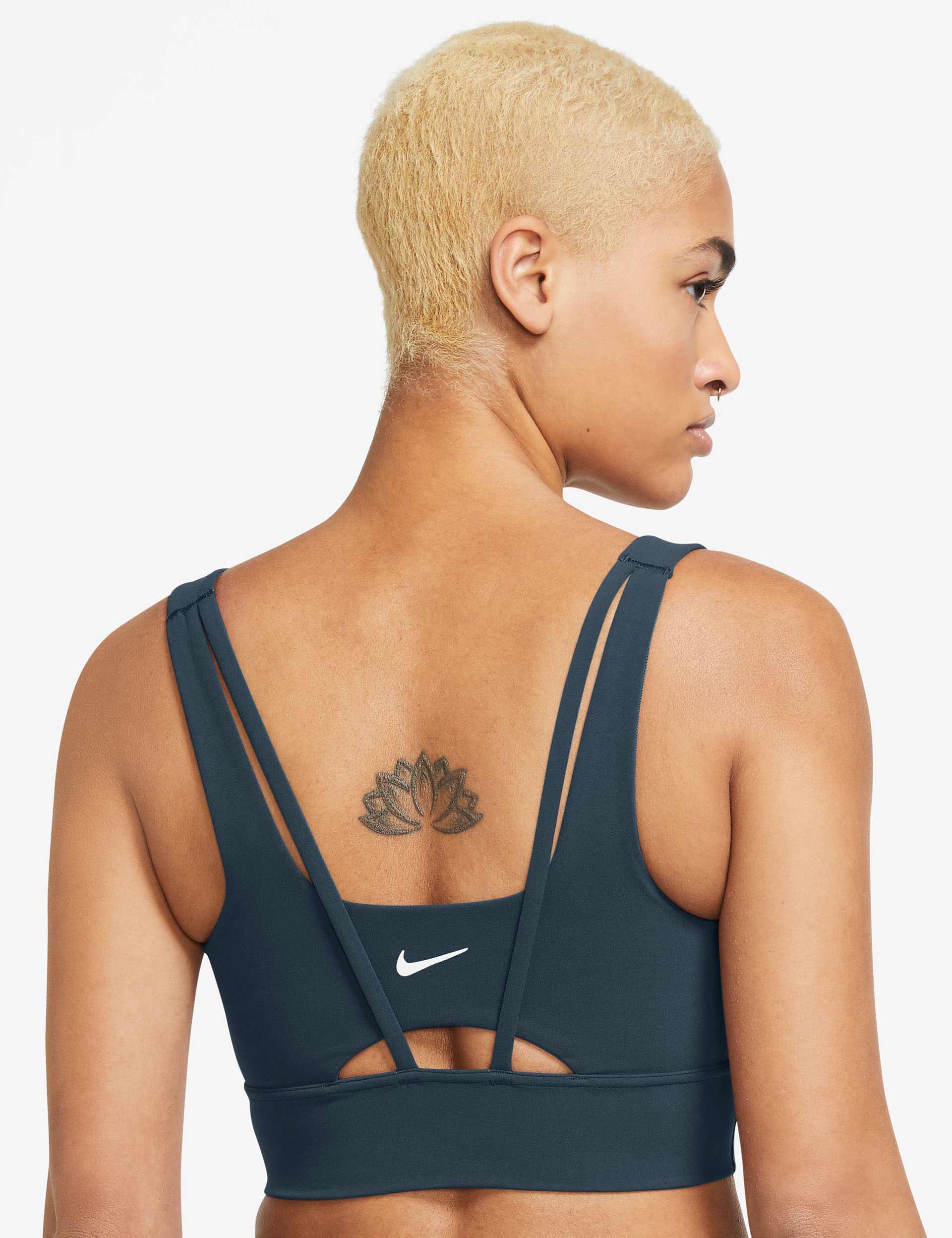 Zenvy Longline Bra - Armory Navy & White - Comfortable Support for Yoga, Running & Everyday Wear