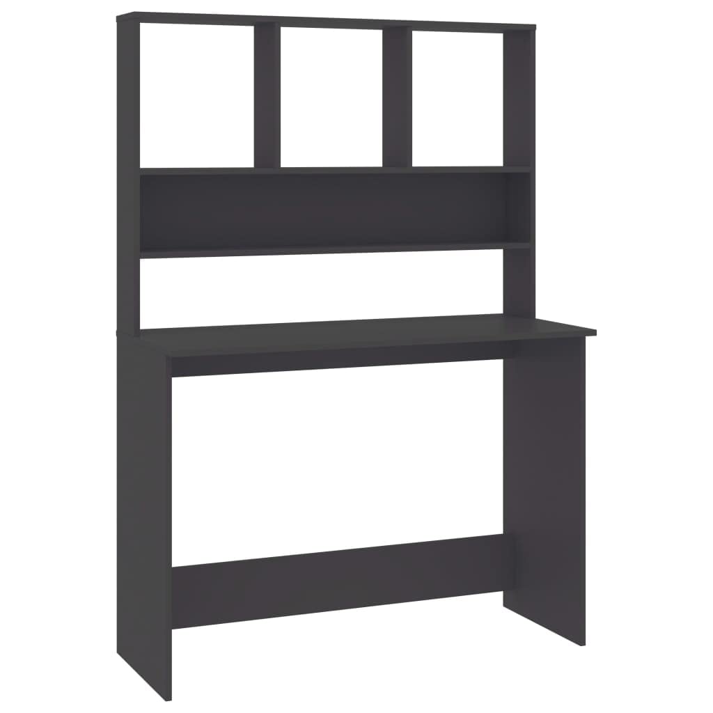 vidaXL Computer Desk with Bookshelves - Home Office Desk with Storage, Gray Engineered Wood - Perfect for Living Room, Bedroom & Small Space Workstations